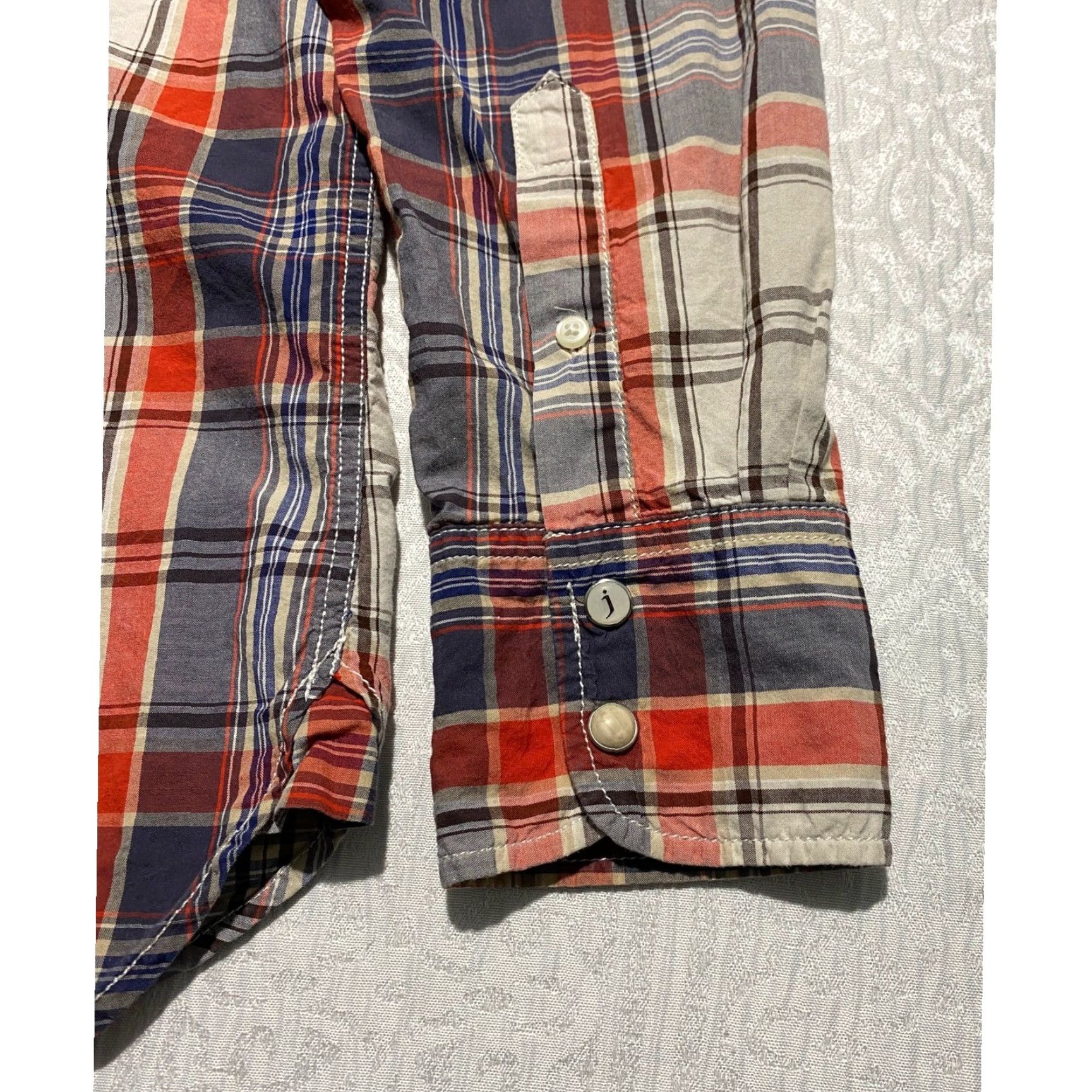 Vintage JACHS NY Mens Large Plaid Western Pearl Snap Button Down Shirt Red Blue Cotton Size US L / EU 52-54 / 3 - 7 Thumbnail