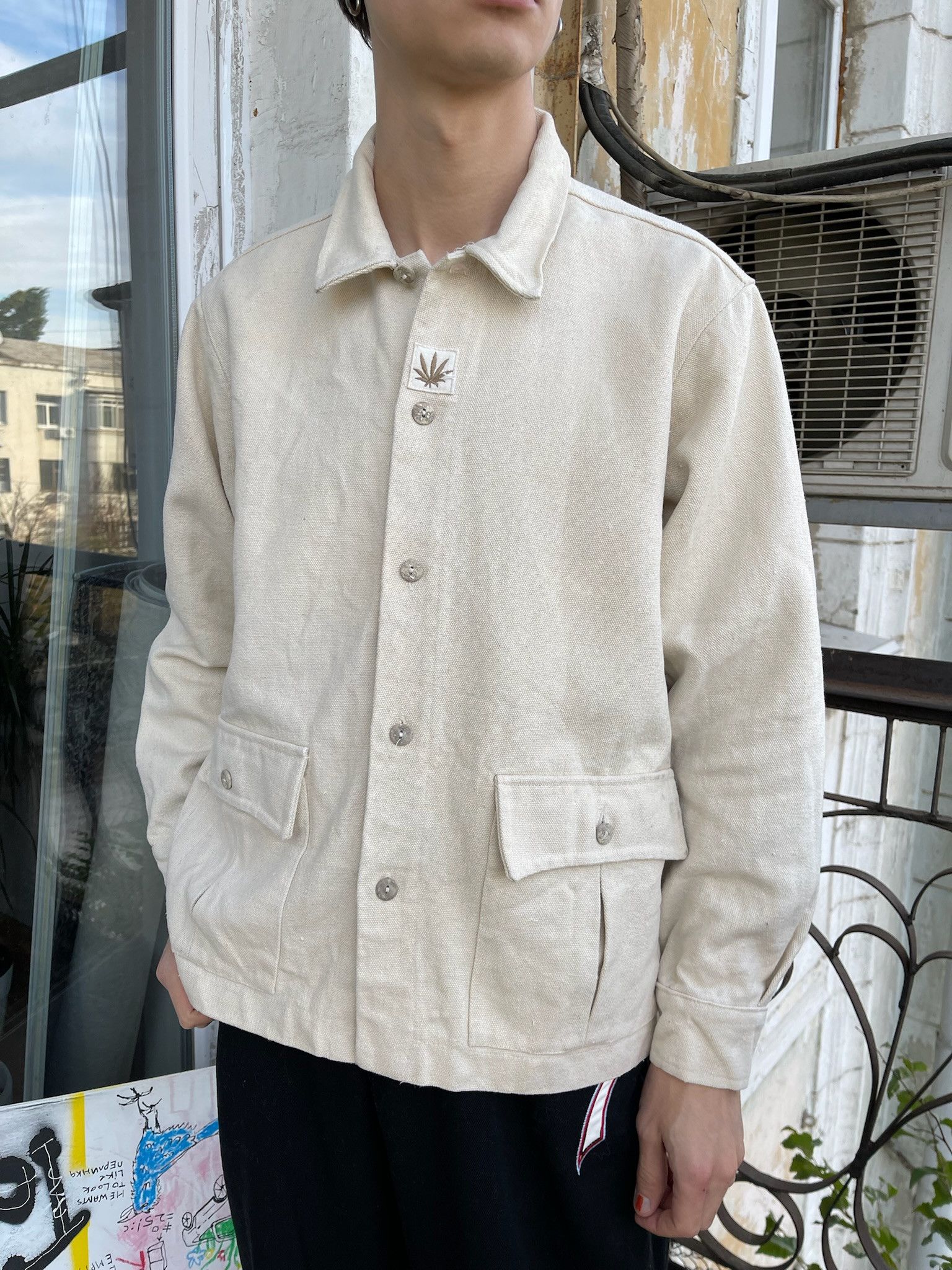 Vintage Vintage 90s Hemp Weed Logo work chore Jacket Size US M / EU 48-50 / 2 - 1 Thumbnail