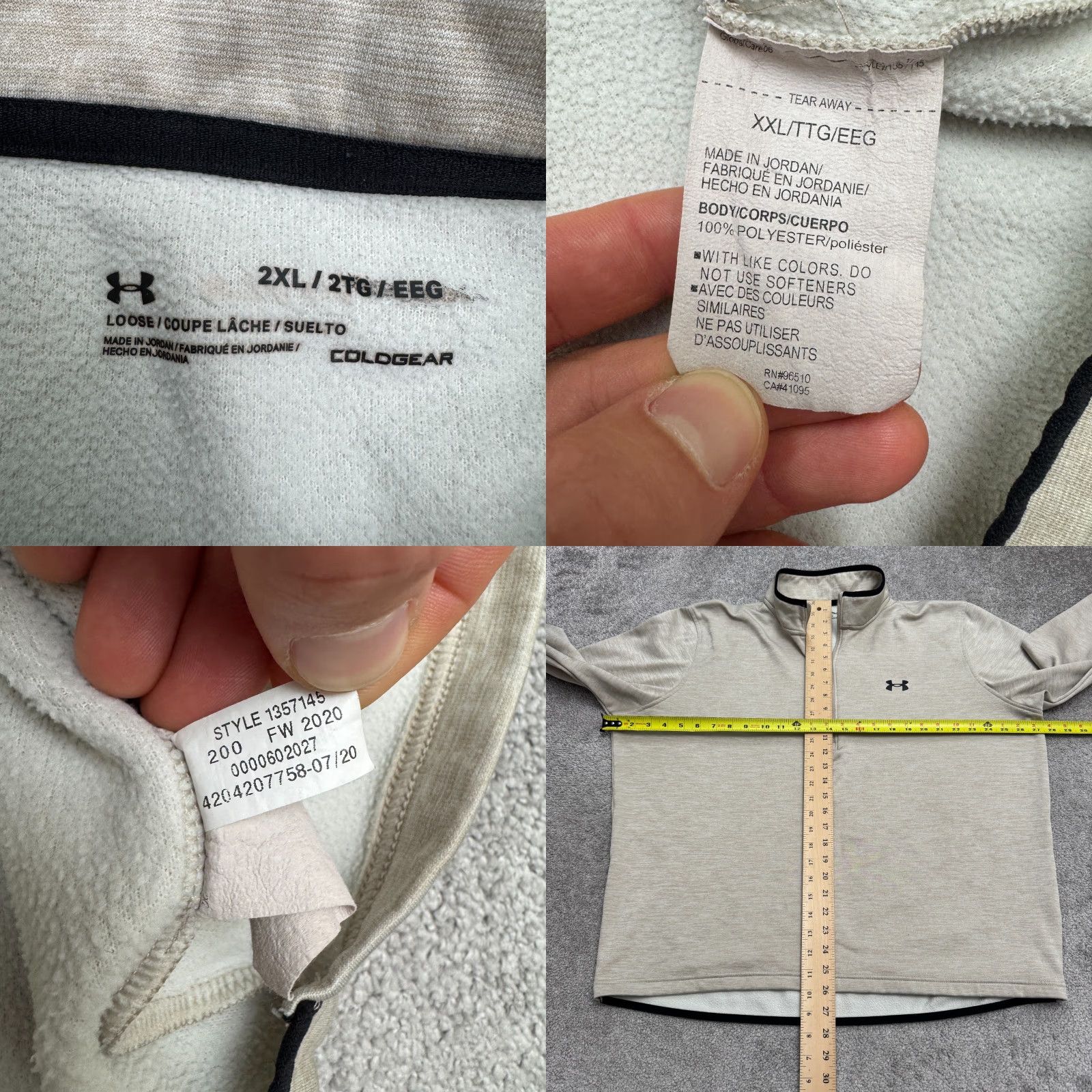 Under Armour Under Armour ColdGear Sweatshirt 1/4 Zip Pullover Mens XXL Beige Active Under Armour ColdGear Size US XXL / EU 58 / 5 - 8 Thumbnail