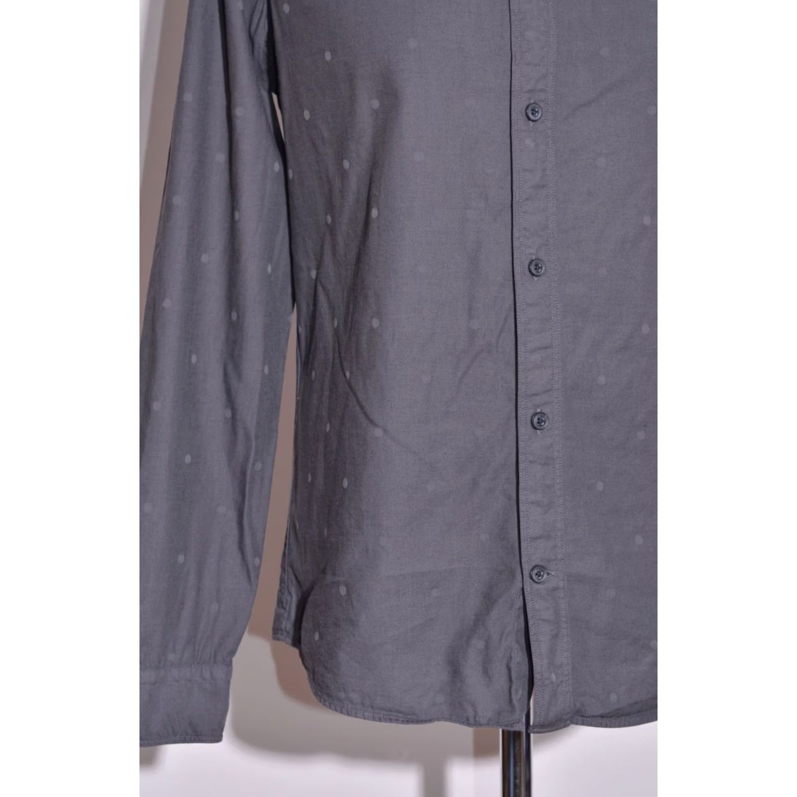 Allsaints ALLSAINTS Putnam Polka Dot Shirt Mens Cotton Modal Long Sleeve Dark Grey Size S Size US S / EU 44-46 / 1 - 5 Thumbnail