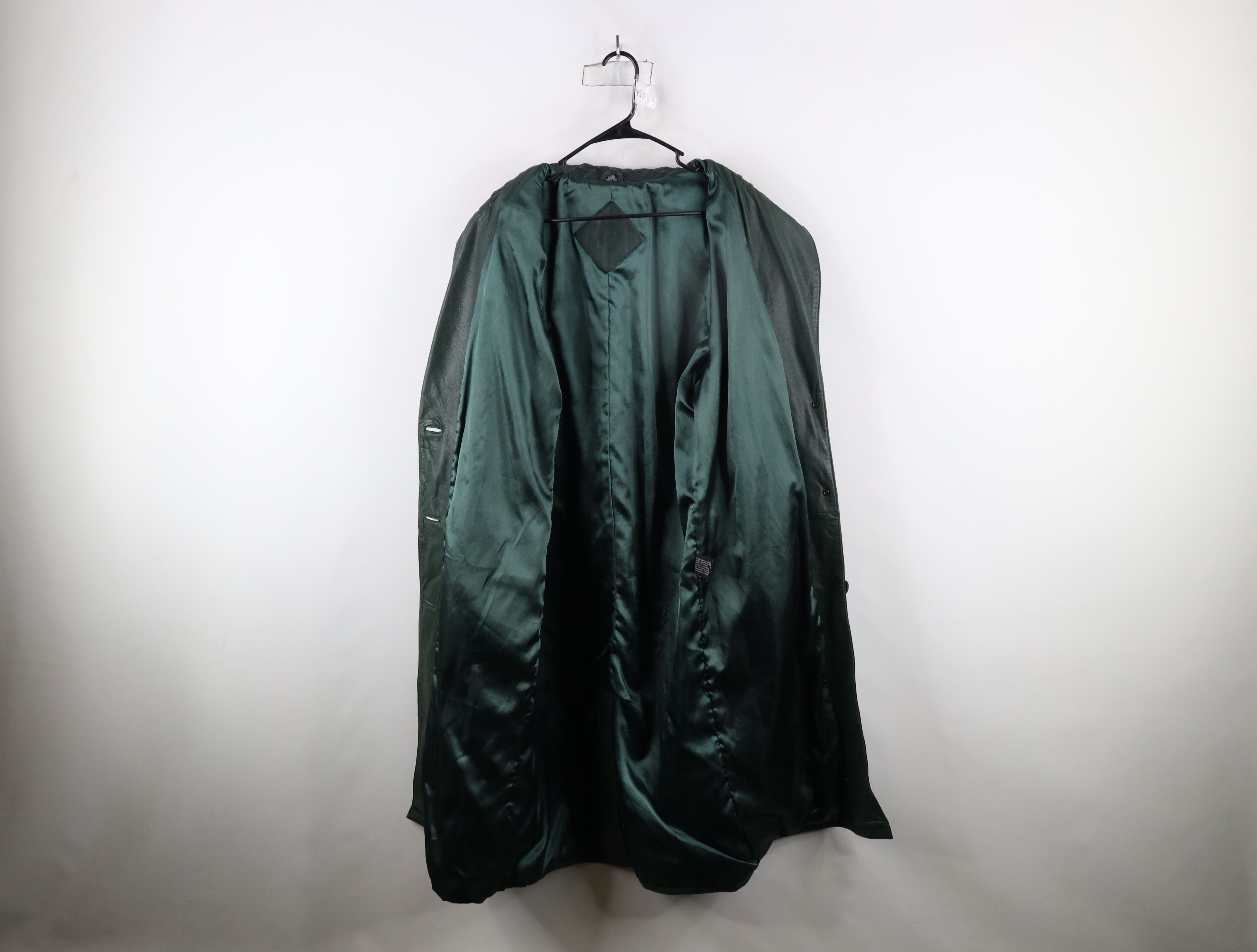 Vintage Vintage 90s Streetwear Leather Full Length Trench Coat Green Size L / US 10 / IT 46 - 10 Thumbnail