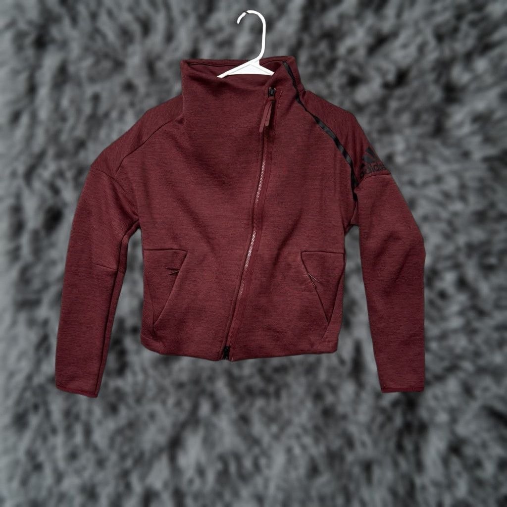 Adidas Adidas Z.N.E. Heartracer Jacket S Asymmetrical Zip Outdoor Performance Athletic Womens Red Zipper Pockets Full Zip Logo Casual Travel Size S / US 4 / IT 40 - 1 Thumbnail