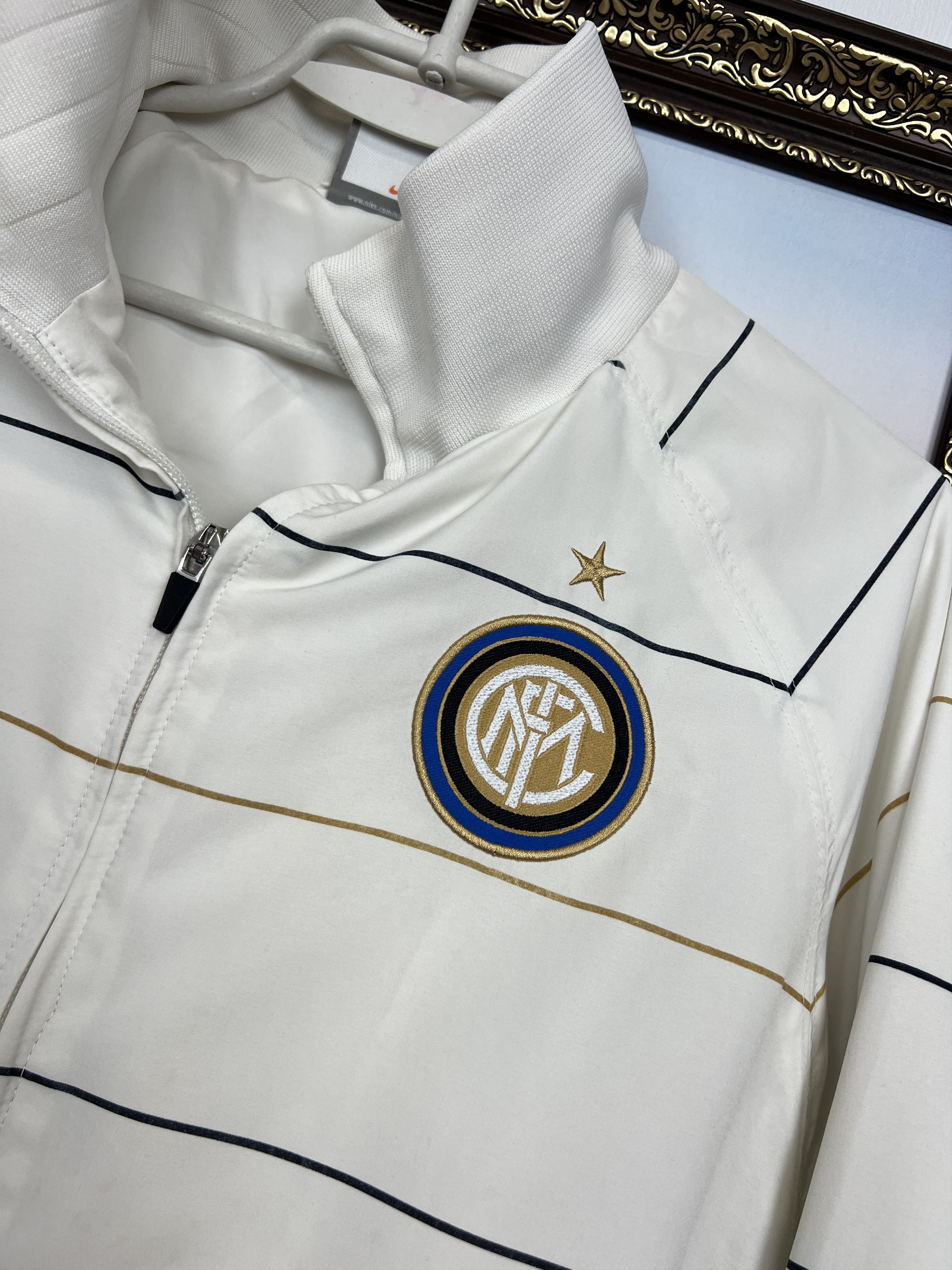 Vintage Nike Inter Milan Football Jacket Soccer White Zip