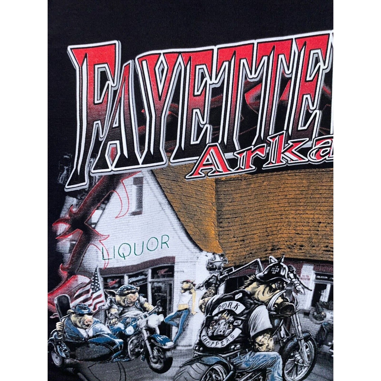 Gildan Fayetteville Biker Shirt Arkansas Bike Rally Large Black Tee Size US L / EU 52-54 / 3 - 10 Thumbnail