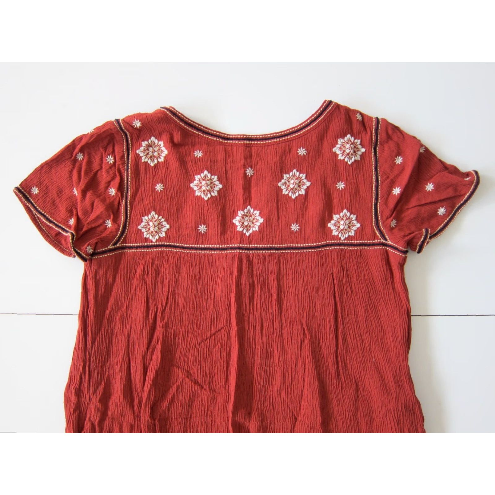 Abercrombie & Fitch Abercrombie & Fitch Rayon Orange Embroidered Pocket A-Line Shift Tunic Dress M Adult Women Knee Length Pockets B&F 90s style? Size M / US 6-8 / IT 42-44 - 6 Thumbnail