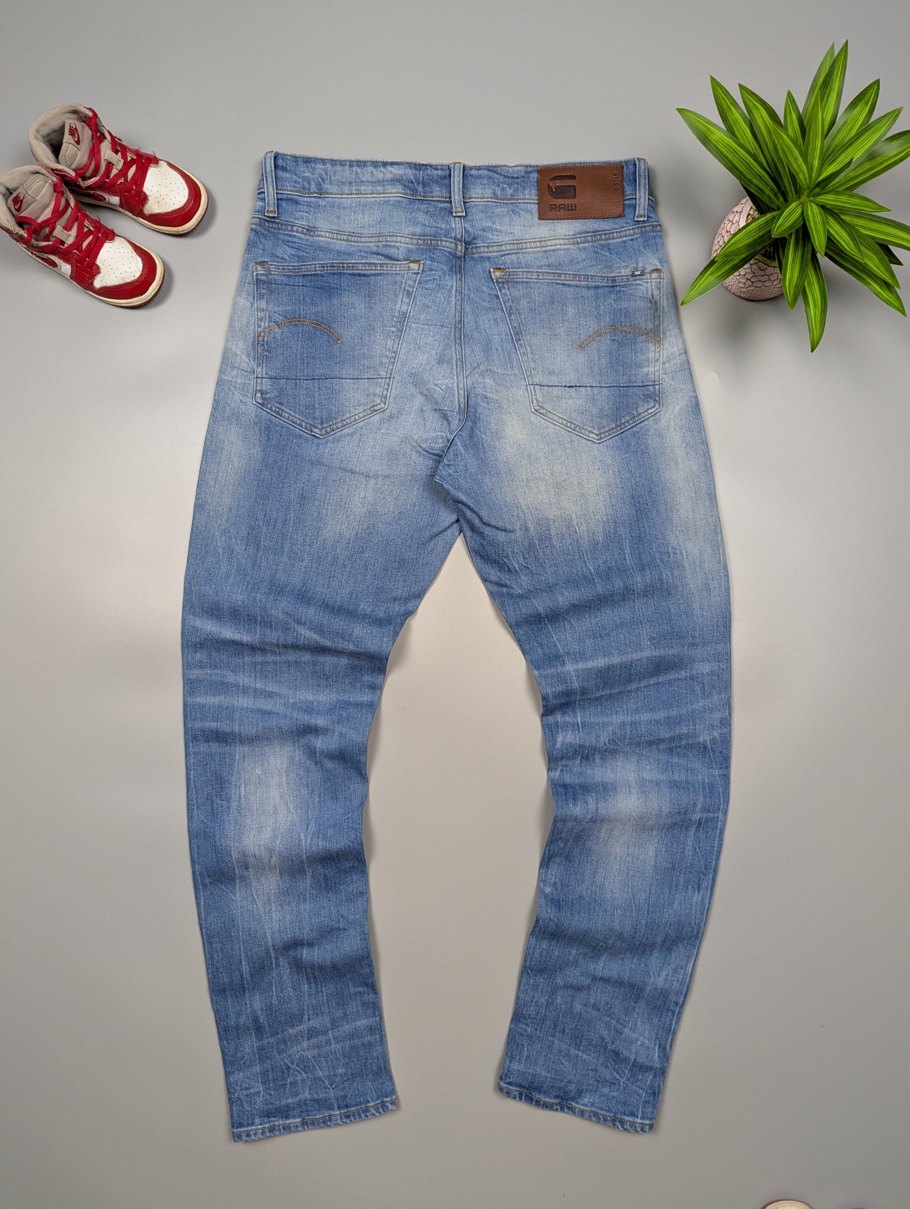 G-Star G - Star RAW Distressed Light Blue Straight Tapered Jeans Size US 33 - 9 Thumbnail