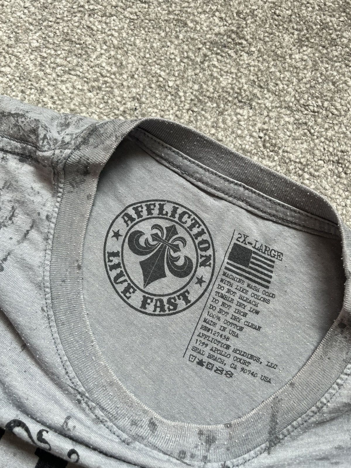 Affliction Affliction Graphic T-Shirt Men's XXL Grey Bird Live Fast Size US XXL / EU 58 / 5 - 4 Thumbnail