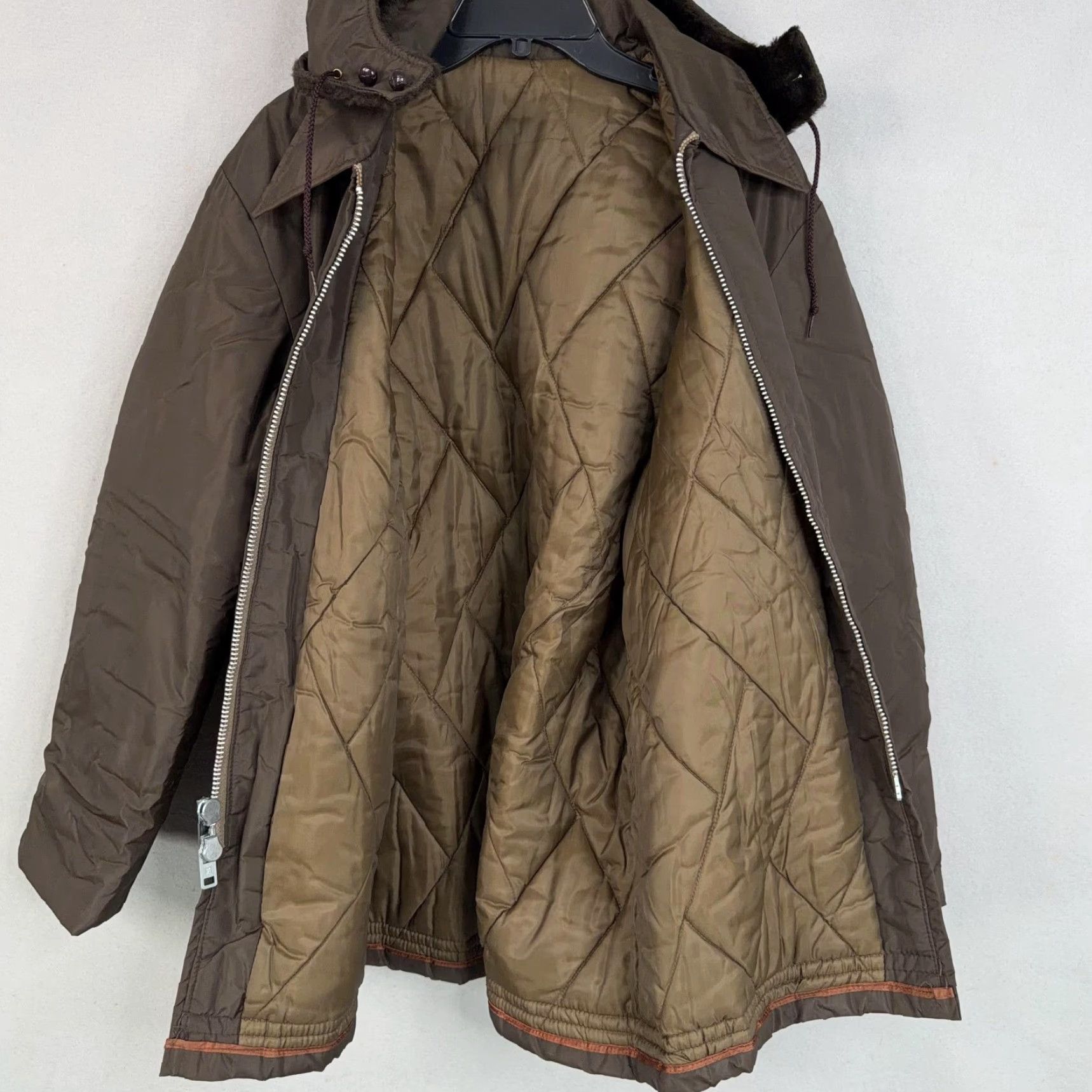 Vintage VINTAGE Parka Coat Mens XL Hooded Quilted Insulated Removable Hood Nylon Brown ZIP Size US XL / EU 56 / 4 - 5 Thumbnail