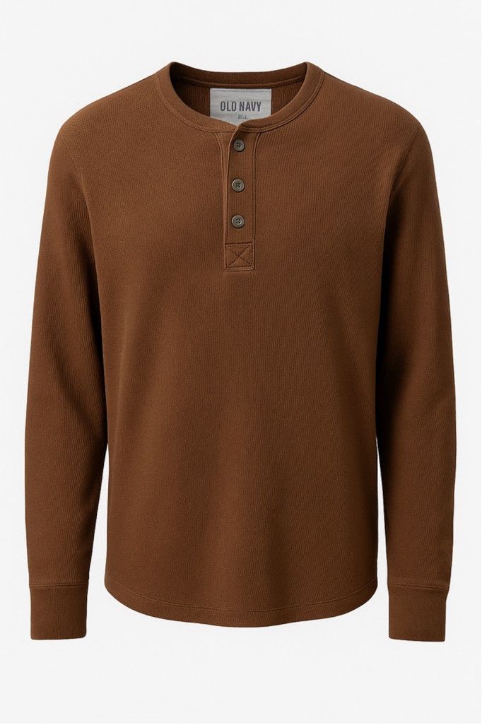 Old Navy Old Navy Brown Long Sleeve Thermal Henley Shirt – Size PXL Size US XL / EU 56 / 4 - 1 Thumbnail