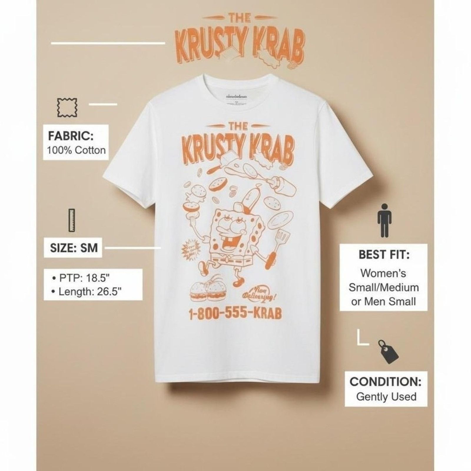 Nickelodeon Nickelodeon Krusty Krab Spongebob Tee SM Size US S / EU 44-46 / 1 - 5 Thumbnail