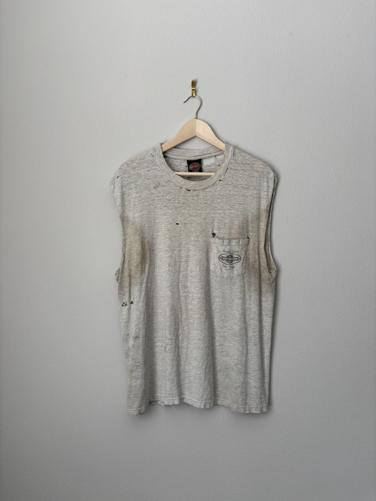 Harley Davidson Vintage Harley-Davidson Thrashed Biker Sleeveless Tee Size US M / EU 48-50 / 2 - 1 Thumbnail