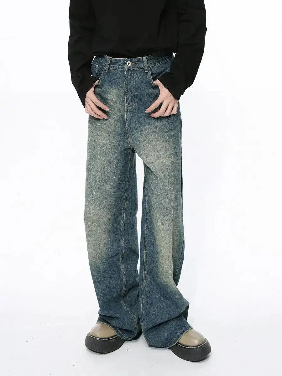Japanese Brand Retro high street blue wide leg jeans Size US 32 / EU 48 - 4 Thumbnail