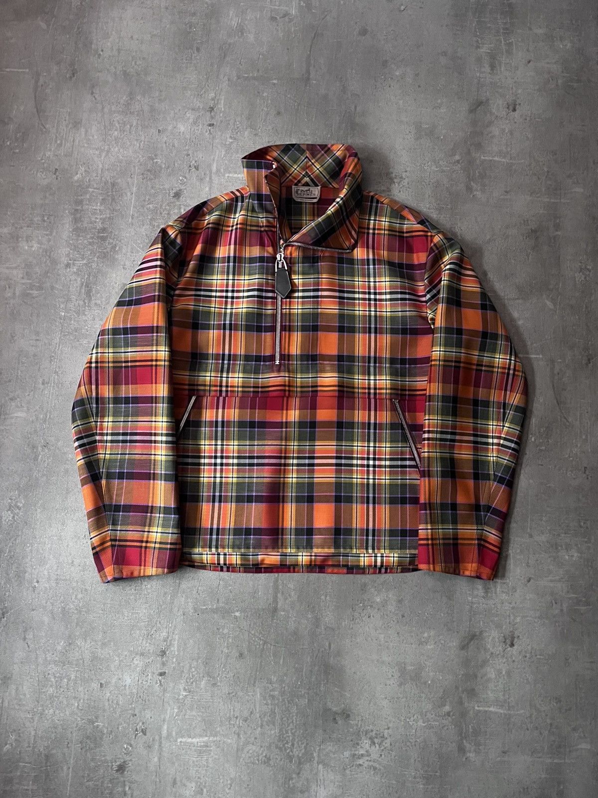 Hermes Hermes F/W 2021 runway jacket checkered halfzip orange Size US M / EU 48-50 / 2 - 1 Thumbnail