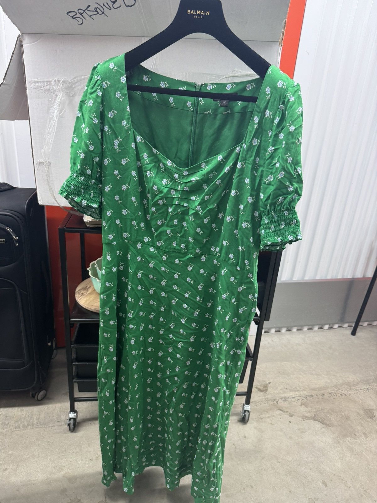 J.Crew J. CREW WOMENS A-LINE DRESS US 12 GREEN FLORAL VISCOSE | Grailed