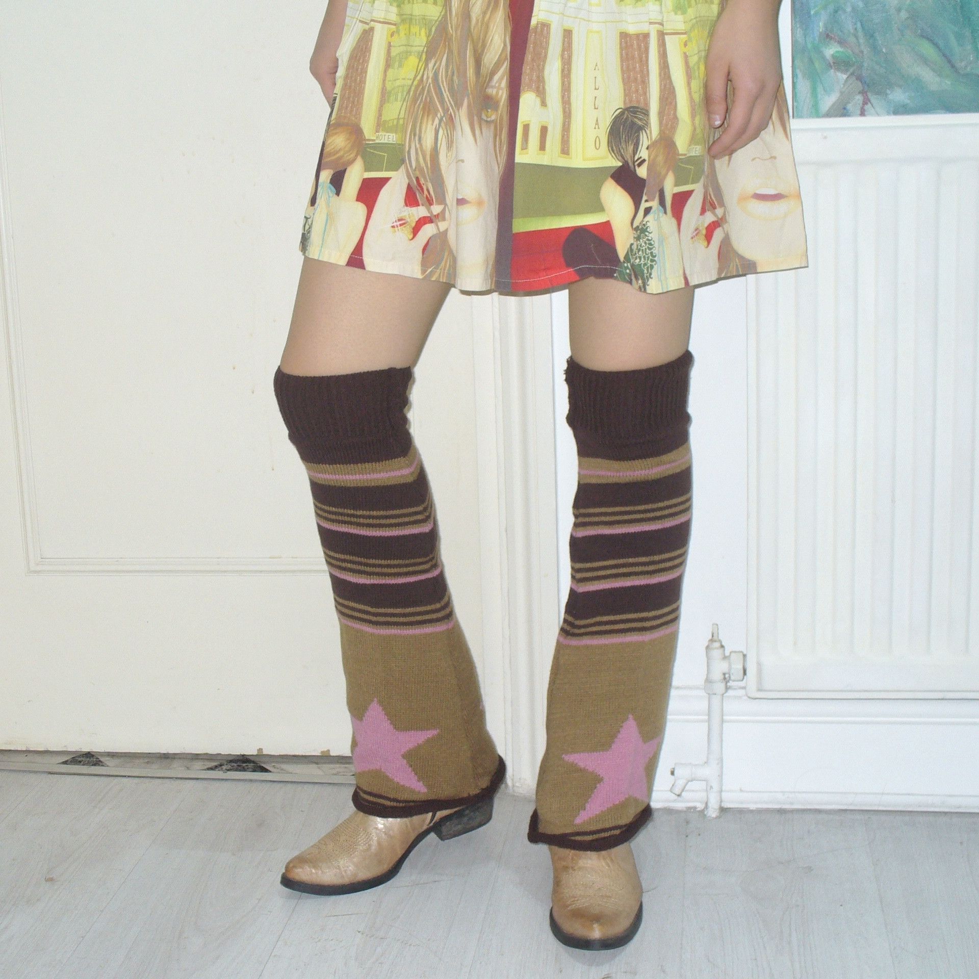 Other Brown and pink star leg warmer Size ONE SIZE - 2 Thumbnail