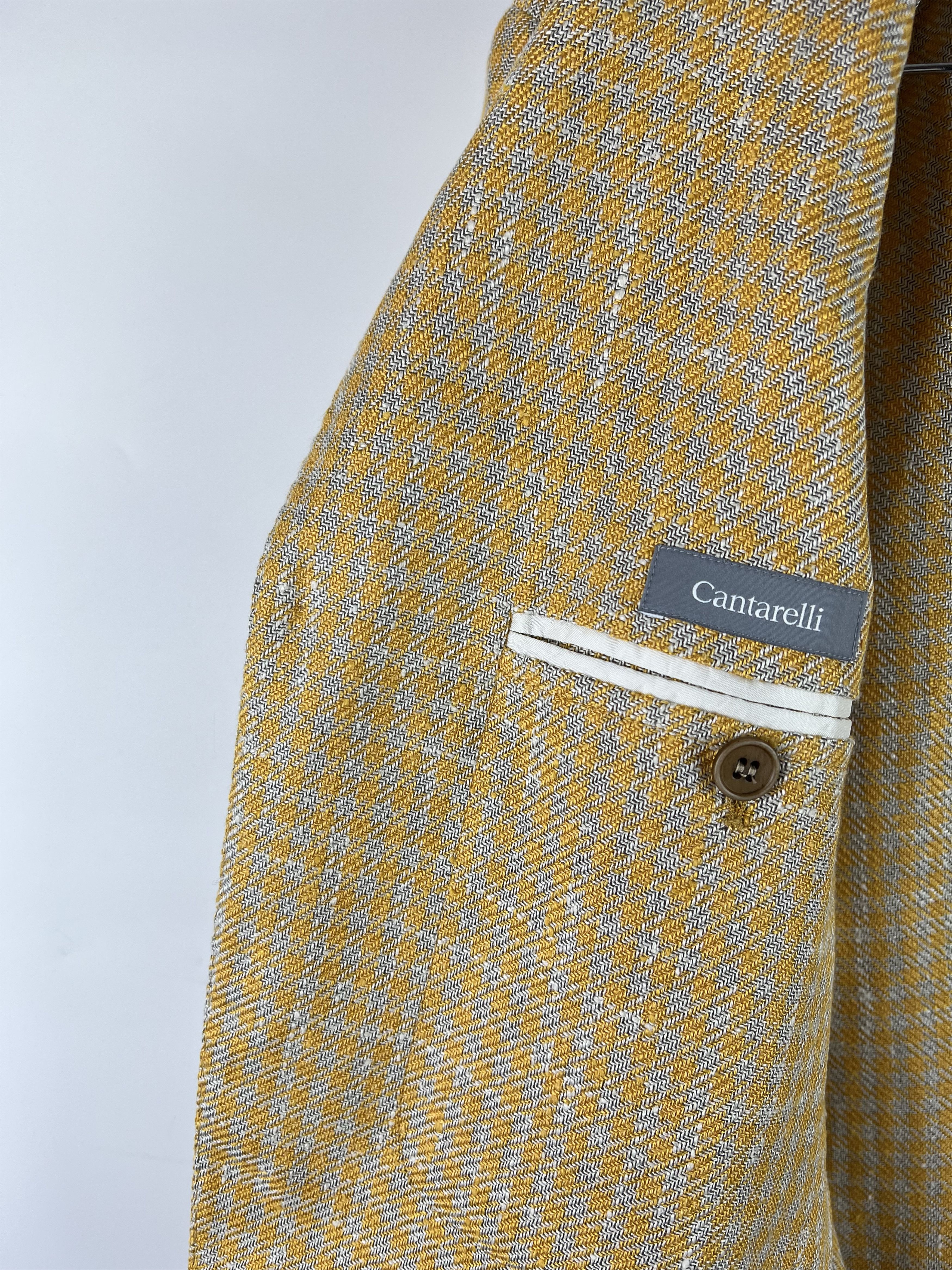 Cantarelli Cantarelli Men's Check Silk Linen Blazer Size 50 Size 50R - 8 Thumbnail