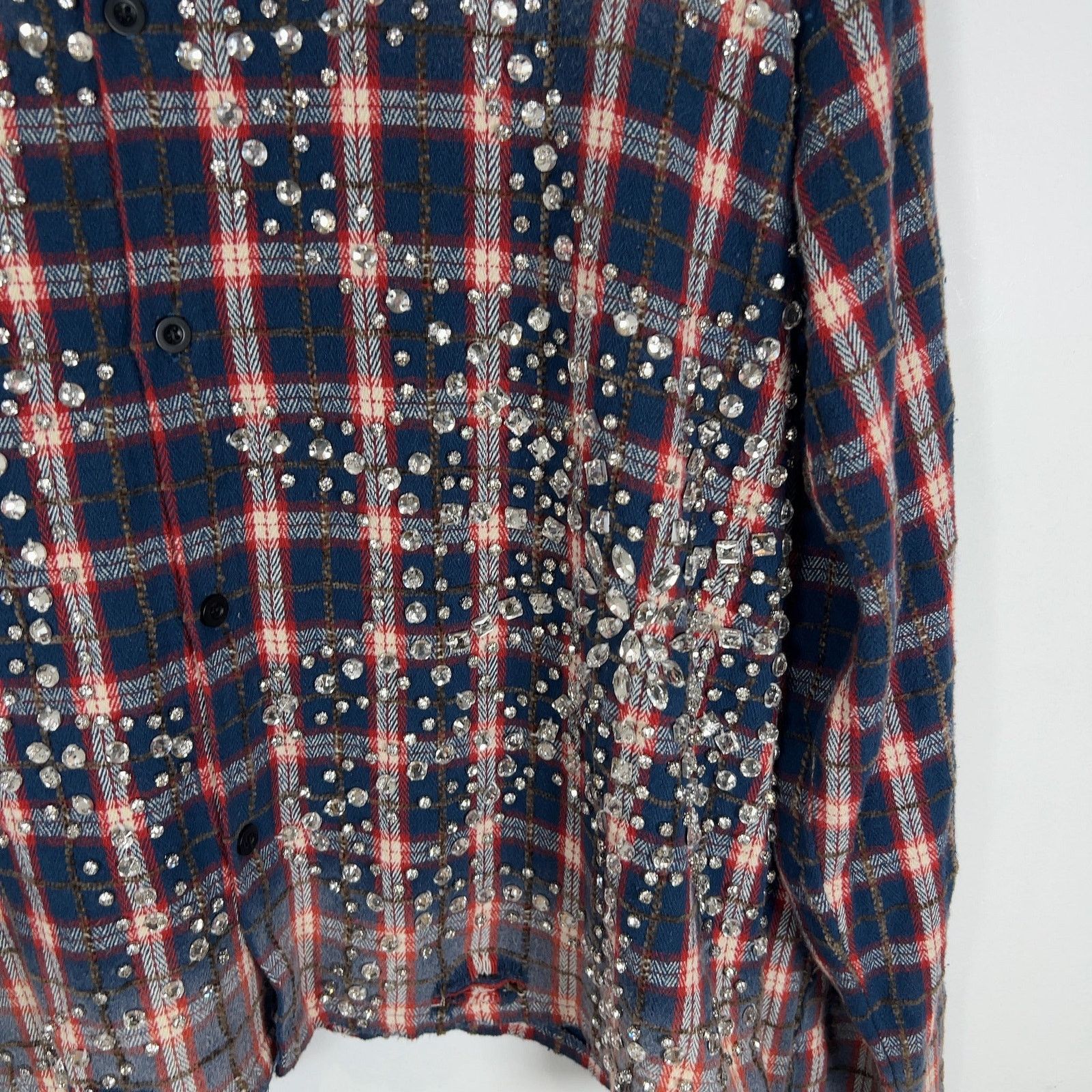 Vale Vale Crystalized Button-Up Flannel Shirt Size US XL / EU 56 / 4 - 2 Thumbnail