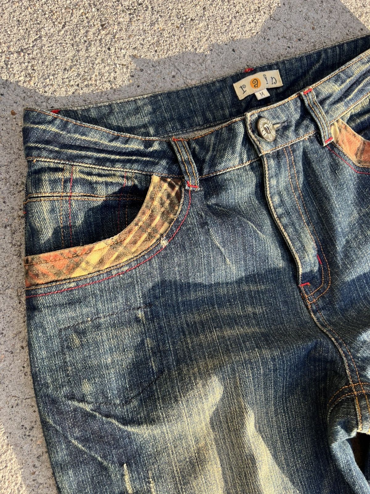 Vintage Y2K 2000’s Vintage Rain Blue Denim Plaid Retro Jeans Pants Size 28" / US 6 / IT 42 - 10 Thumbnail