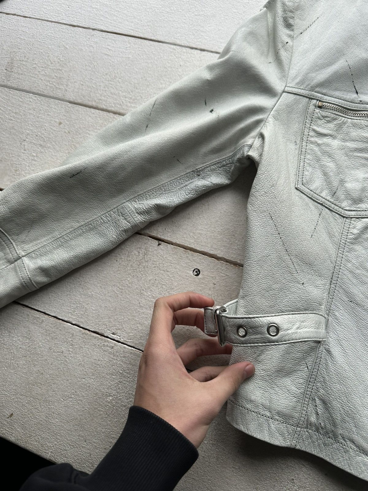 Other 🚨Y2K RICK OWENS TYPE DIRTY SLIM FIT ZIP LEATHER JACKET Size M / US 6-8 / IT 42-44 - 7 Thumbnail