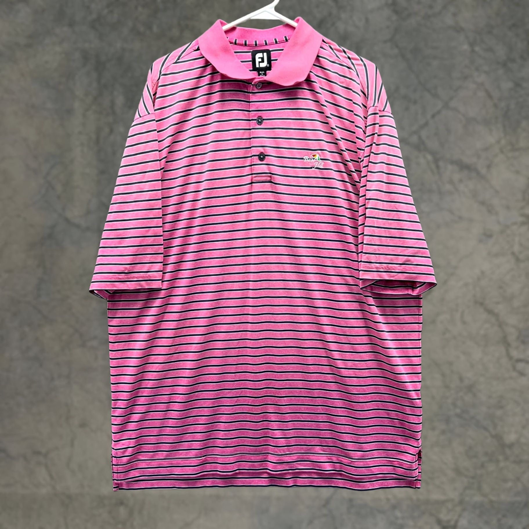Footjoy VINTAGE FootJoy Polo Shirt Men XL Pink Striped Golf Bay Hill Logo Shirt Short Sleeve Button Collar Size US XL / EU 56 / 4 - 1 Thumbnail