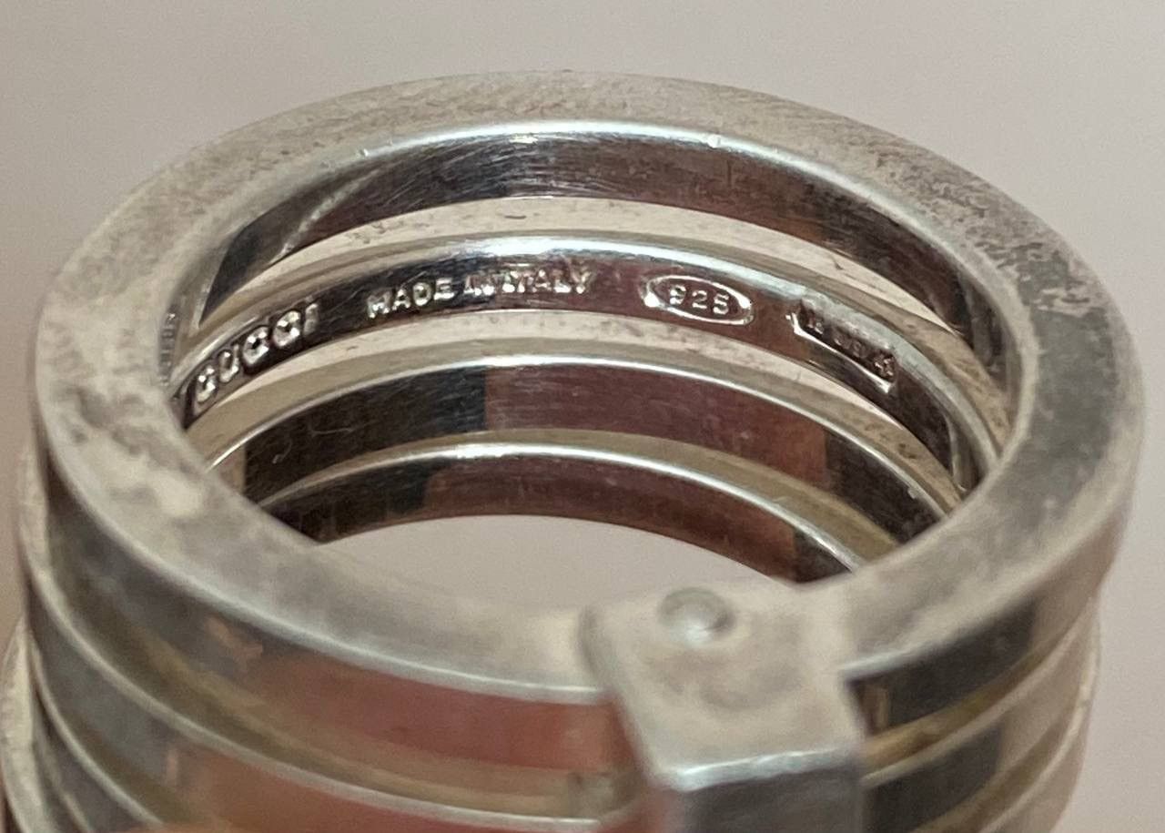Gucci 🇮🇹 Gucci Ring 4 Bands Sterling Silver 925 Made Italy Vintage Size ONE SIZE - 7 Thumbnail