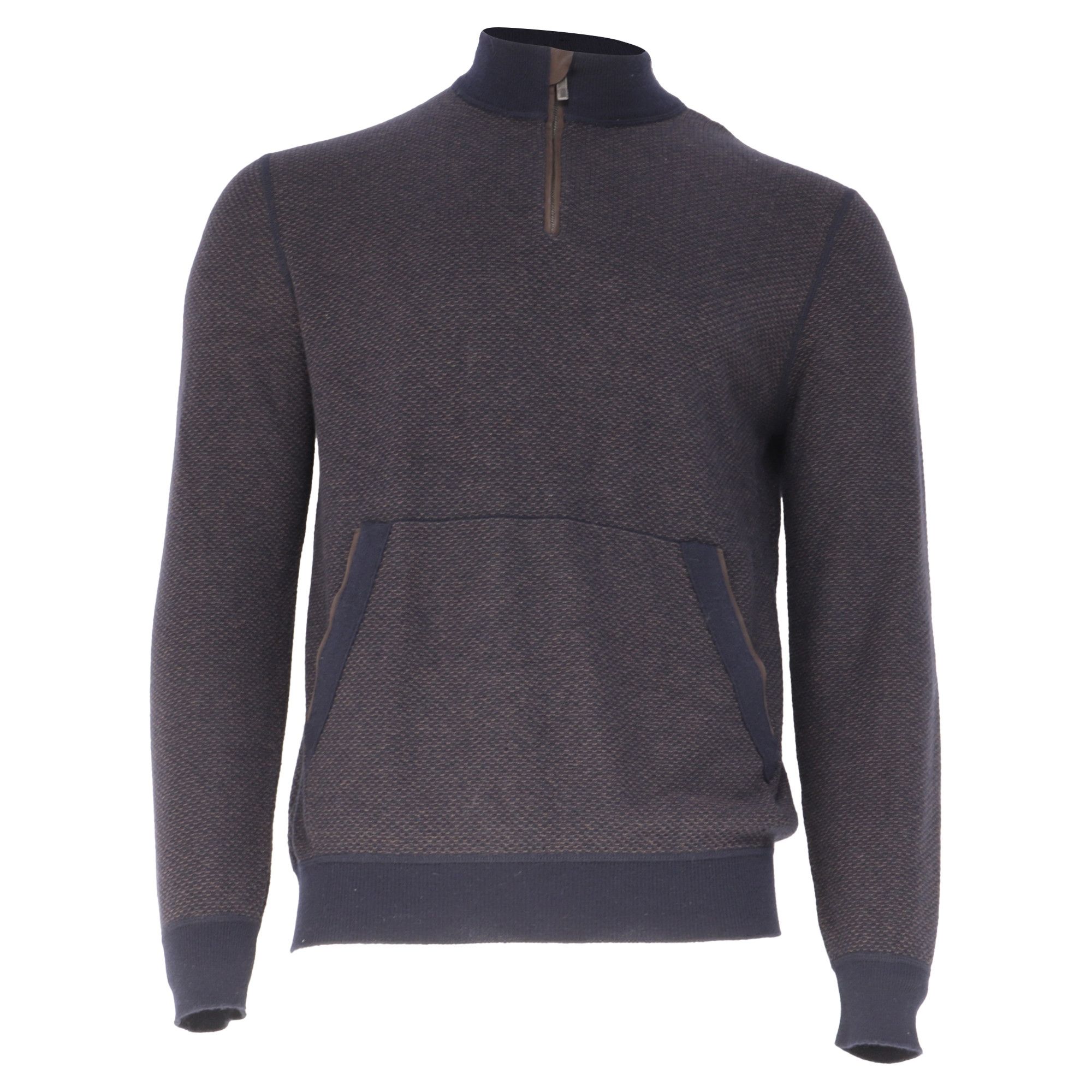 Ermenegildo Zegna Ermenegildo Zegna Half Zip Sweater in Navy Blue Cashmere Size US XXL / EU 58 / 5 - 1 Thumbnail