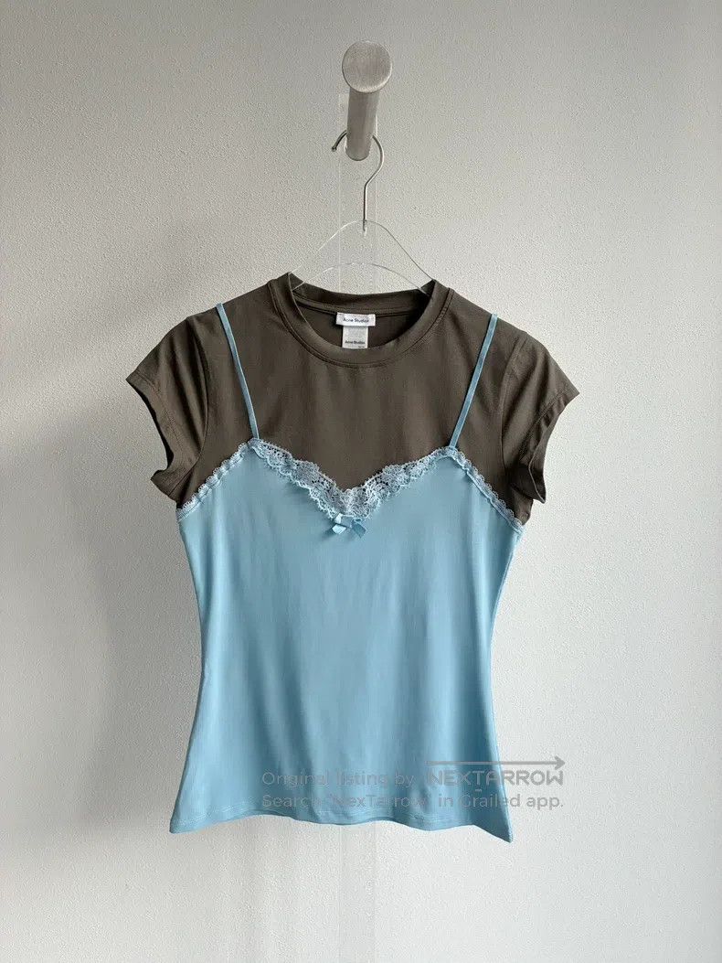 Acne Studios Acne Studios Contrast Lace Bow Two-Piece Short Sleeve, Bro Size XS / US 0-2 / IT 36-38 - 2 Thumbnail