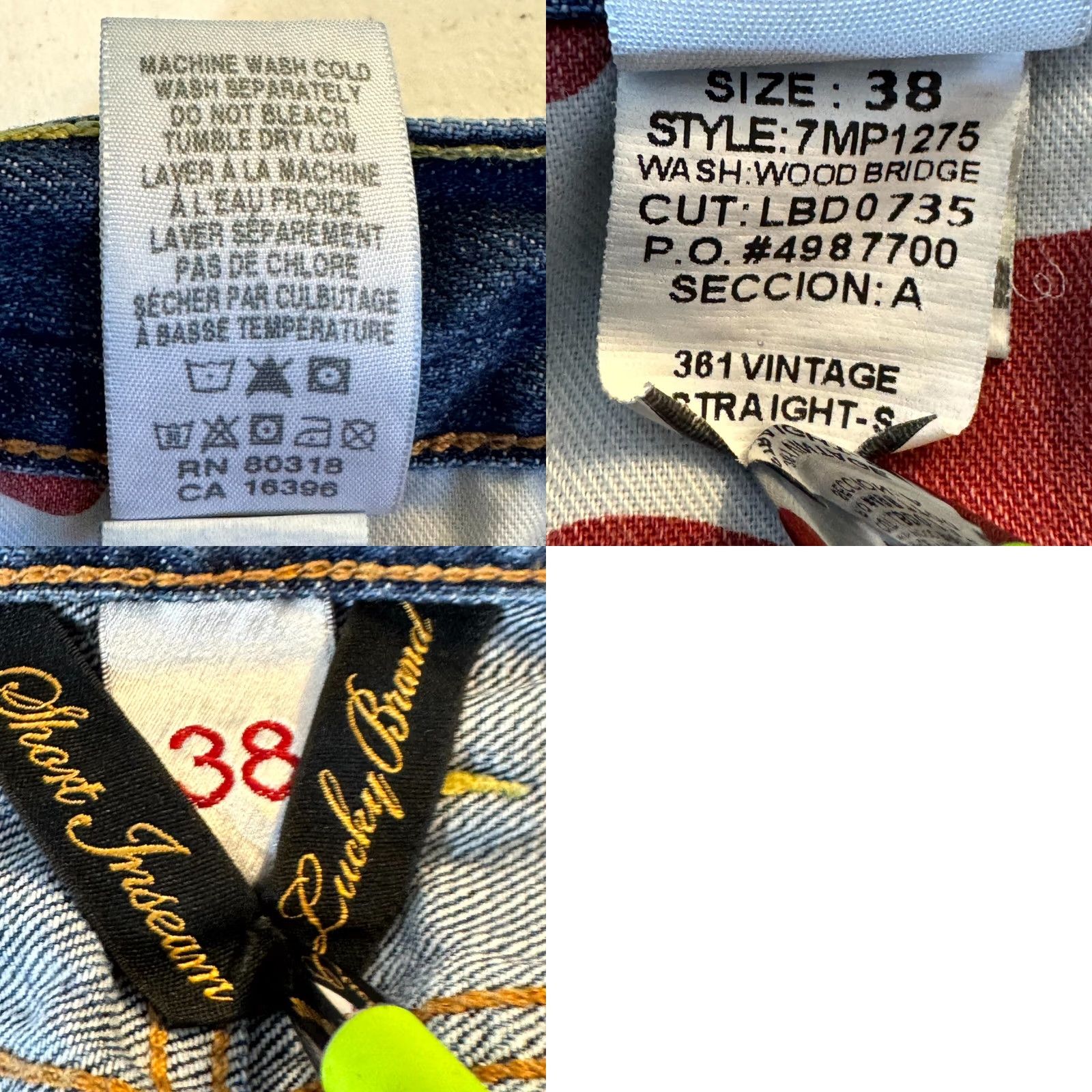 Lucky Brand VINTAGE Lucky Brand 361 Straight Leg Jeans Men 38 Blue Denim 5-Pocket Zip Fly 28 Inseam Mens Jeans Size US 38 / EU 54 - 9 Thumbnail