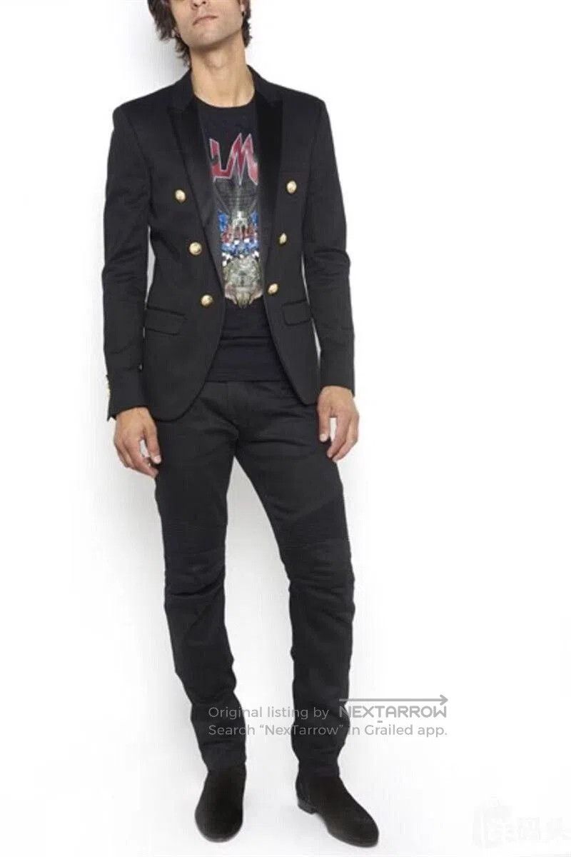 Balmain classic black double-breasted blazer with gold buttons. Size US XXL / EU 58 / 5 - 8 Thumbnail