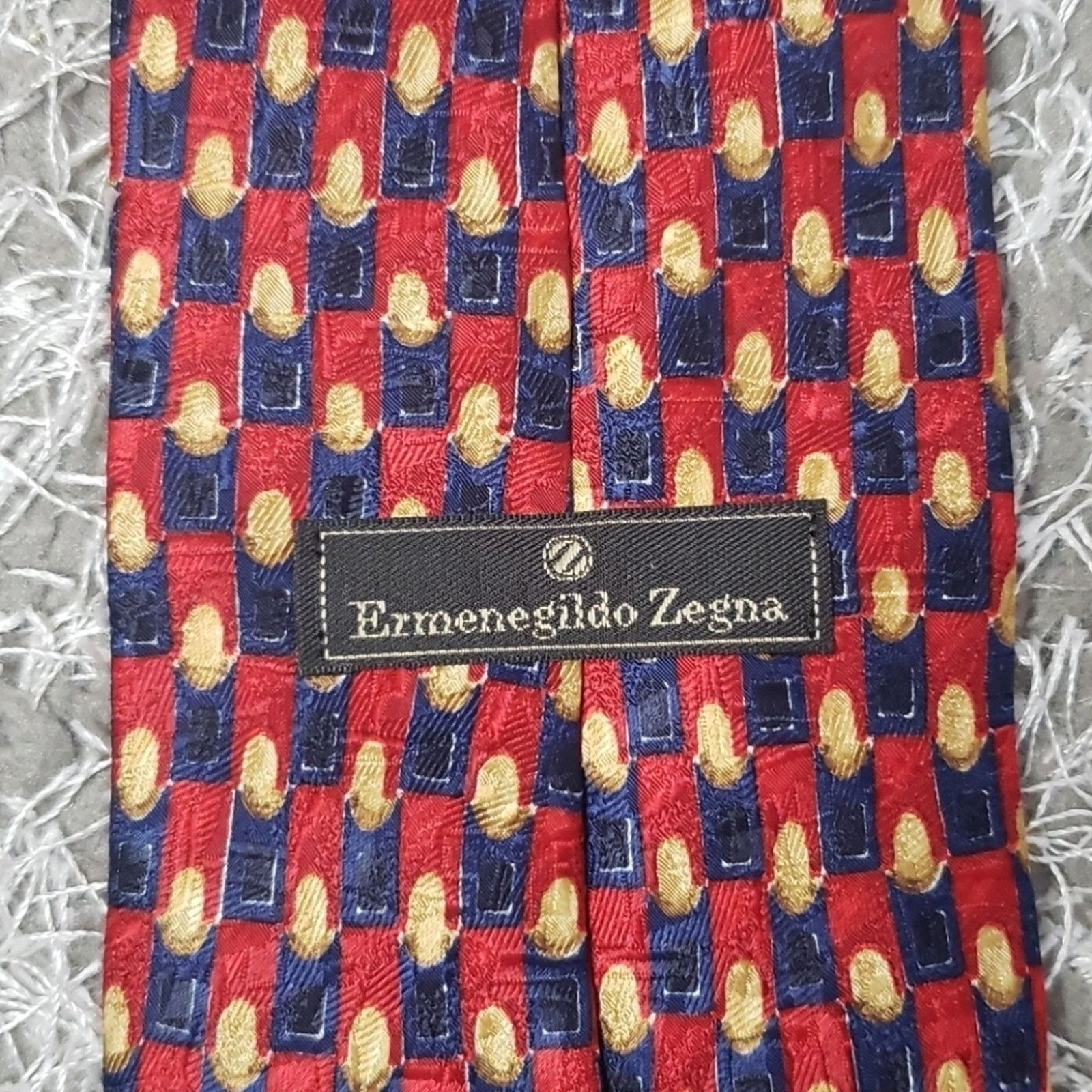 Ermenegildo Zegna Ermenegildo Zegna Geometric Red & Blue 100% Silk Tie Size ONE SIZE - 5 Thumbnail