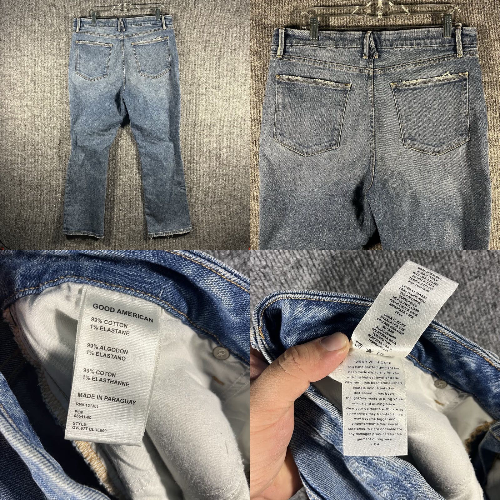 Good American Good American Jeans Women 15 Slim Distressed Straight Denim Blue 27in Inseam Size 15 Regular Womens Jeans BLUE800 Size 36" / US 14 / IT 50 - 8 Thumbnail