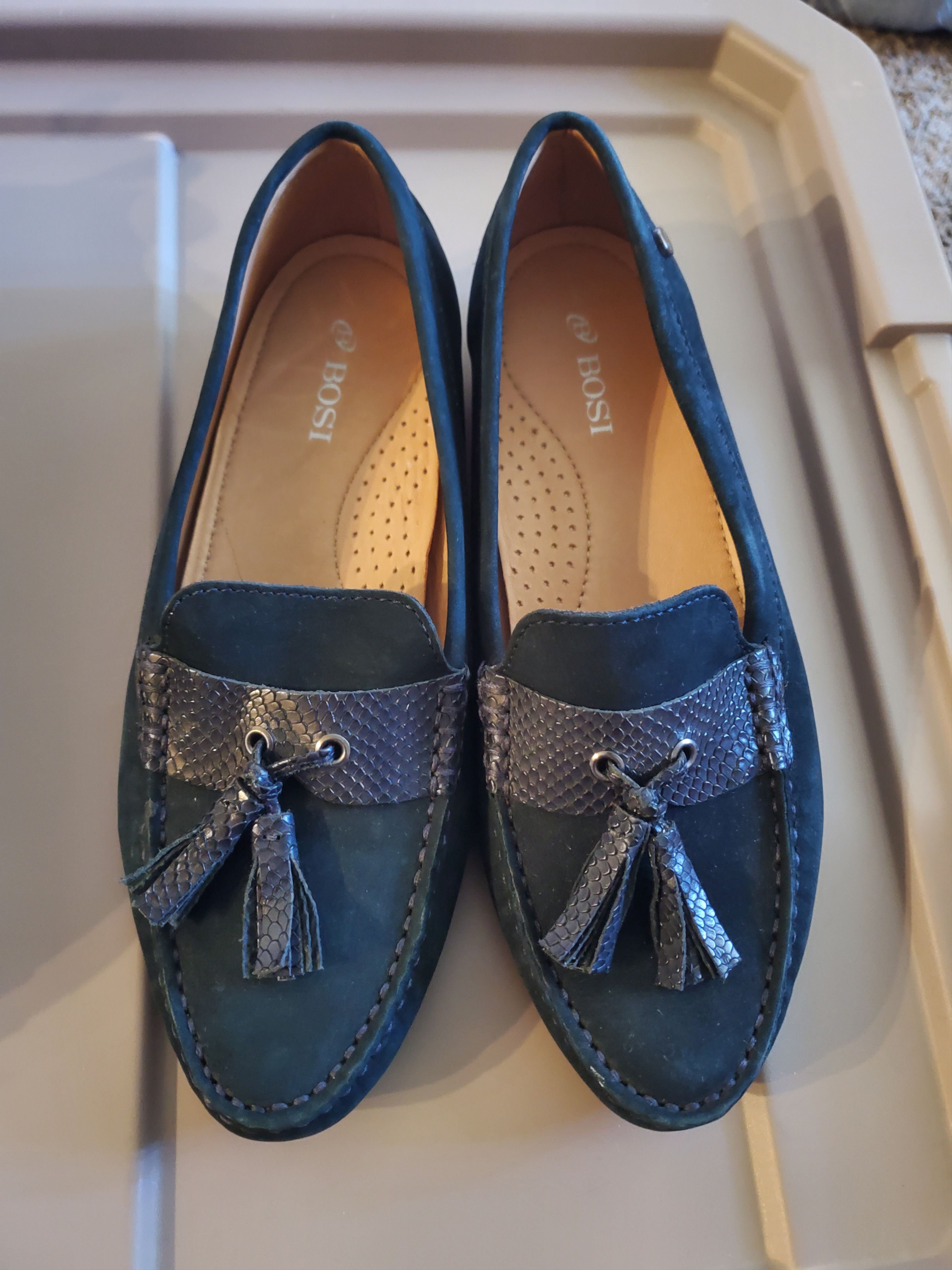 Other Bosi authentic blue suede + leather loafer moccasins Size US 6 / IT 36 - 1 Thumbnail