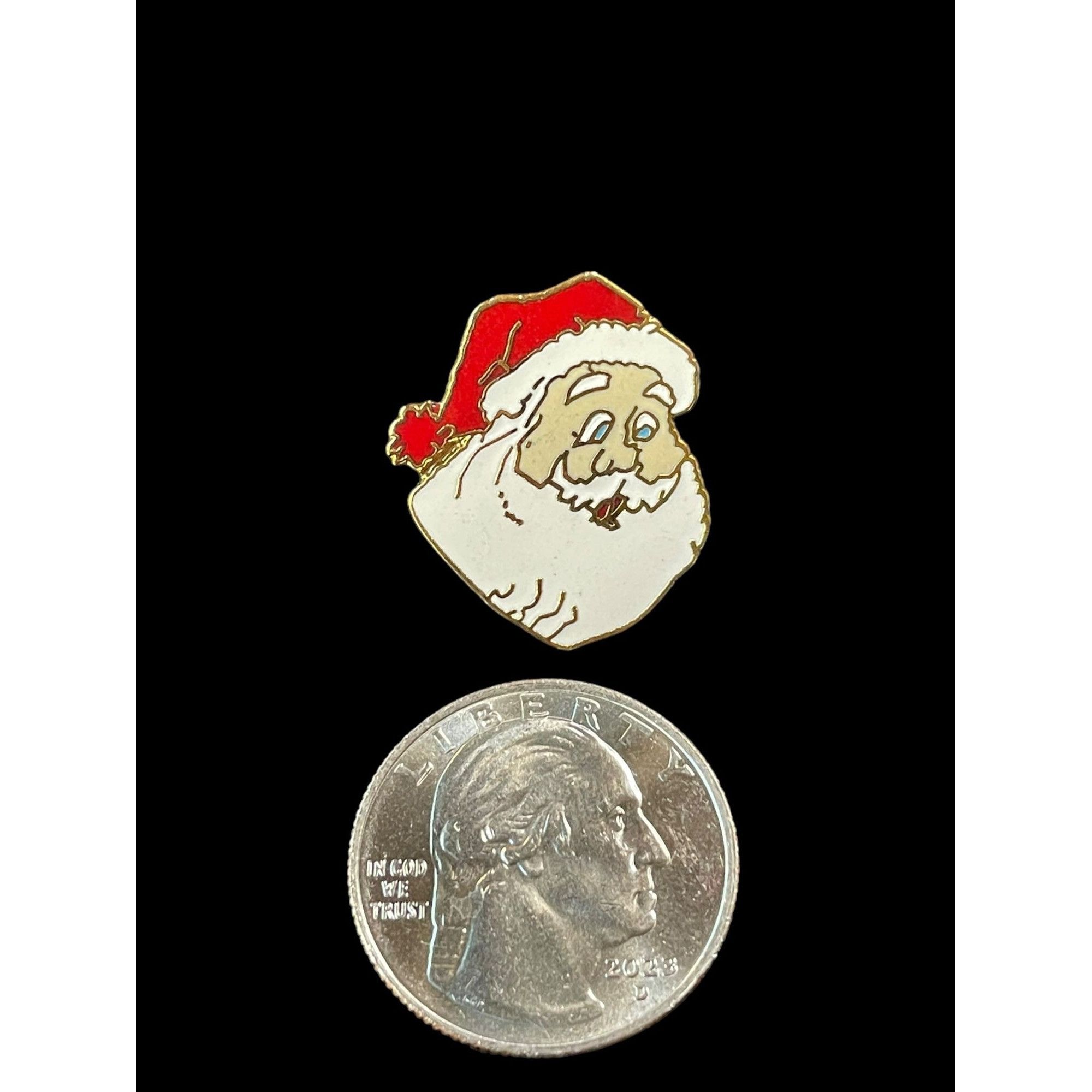 Jewelry × Vintage Vintage Christmas Santa Claus Head Gold Tone Enamel Brooch Size ONE SIZE - 4 Thumbnail