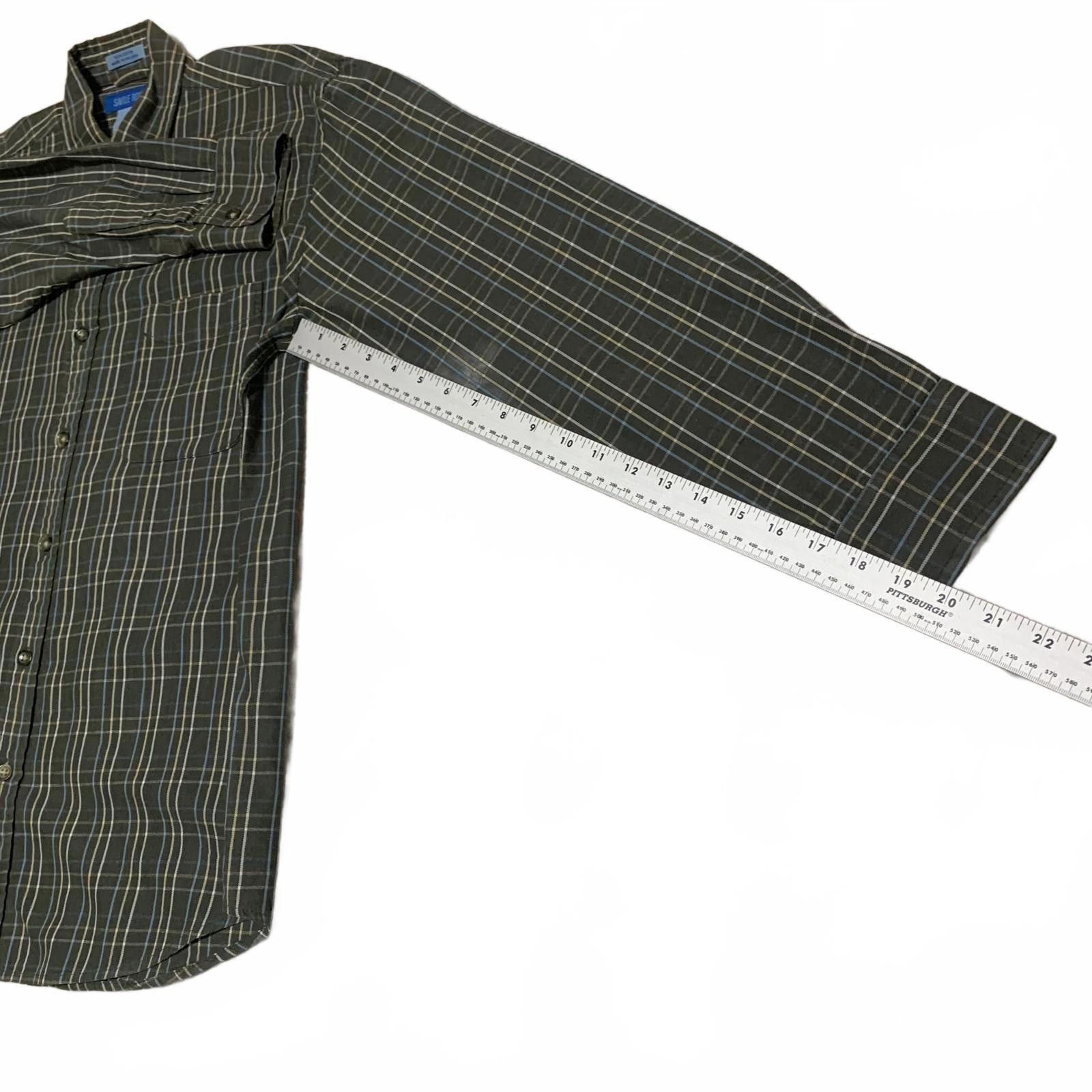 Savile Row Vintage Y2K Savile Row Men's M Plaid Olive Shirt Size US M / EU 48-50 / 2 - 7 Thumbnail