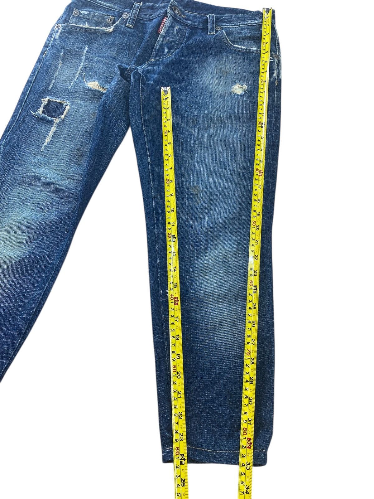 Dsquared2 Dsquared2 Faded Wash Distressed Style Skinny Leg Jeans Size US 33 - 8 Thumbnail