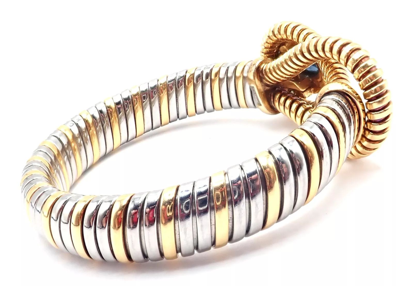 Cartier 18k Yellow Gold Steel London Blue Topaz Bracelet Size ONE SIZE - 3 Thumbnail