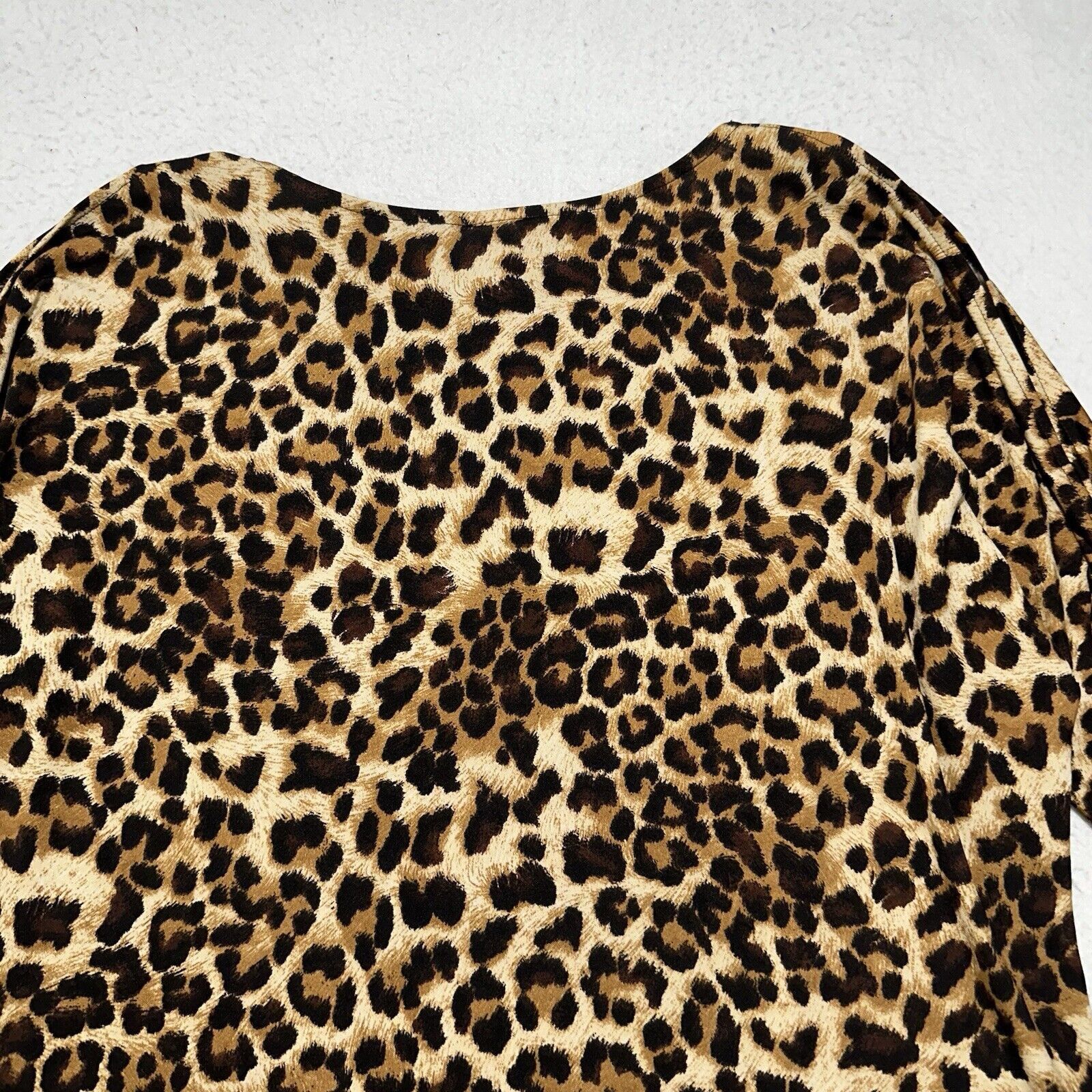 Chicos Chicos Large Brown Leopard Print Exposed Shoulder Blouse Size L / US 10 / IT 46 - 10 Thumbnail