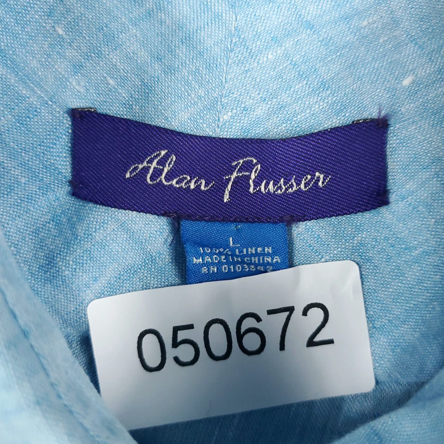 Vintage Alan Flusser Shirt Mens Large Blue Linen Casual Button Up Short Sleeve Size US L / EU 52-54 / 3 - 7 Thumbnail