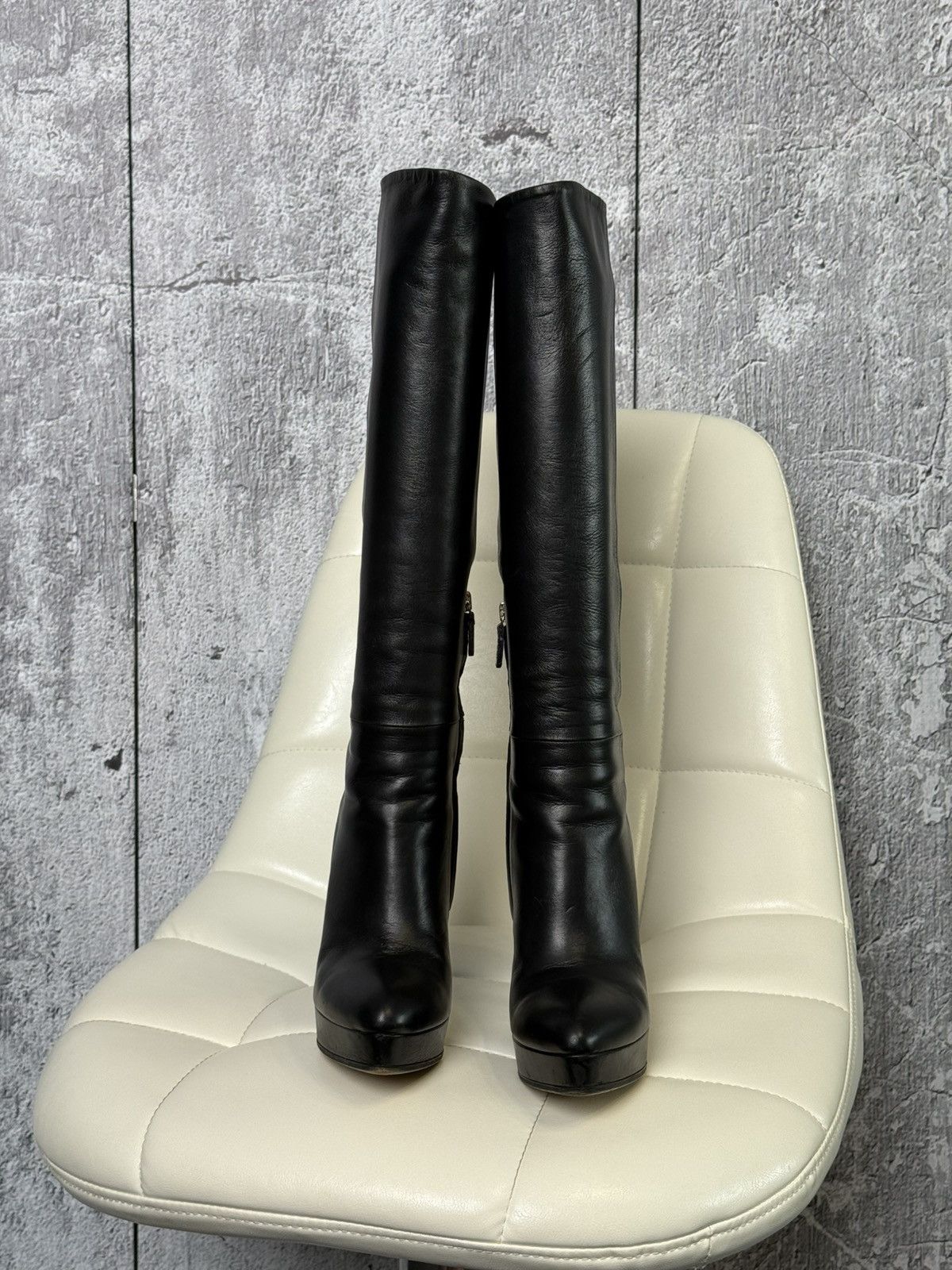 Gucci Gucci Charlotte Leather Knee Platform Stiletto Heel Zip Boot Size US 6.5 / IT 36.5 - 10 Thumbnail