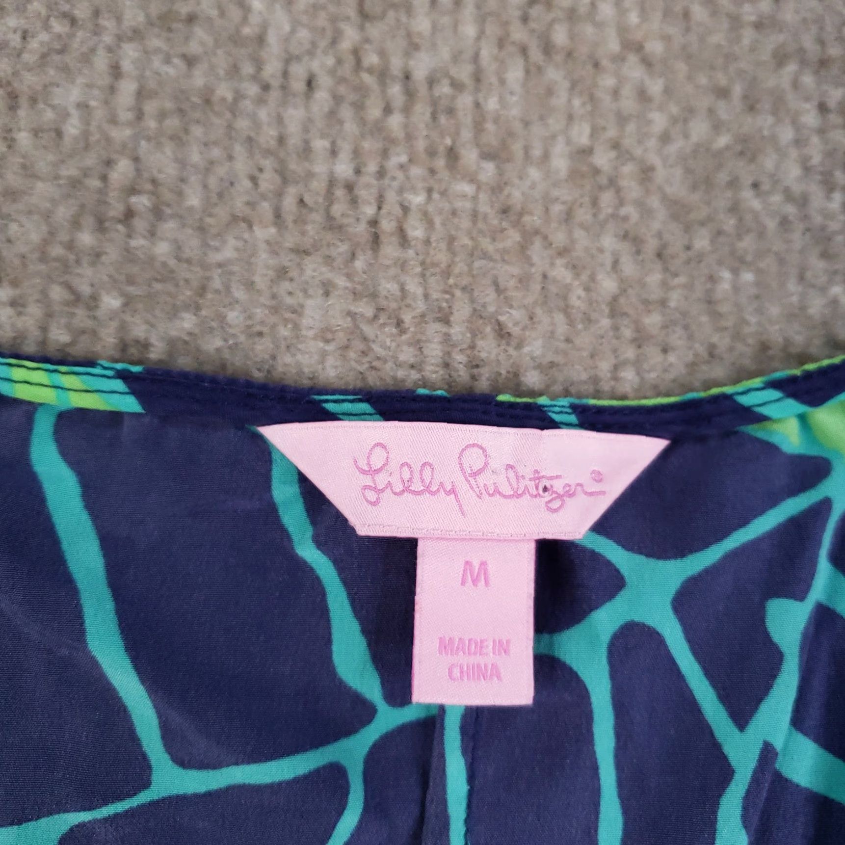 Lilly Pulitzer Lilly Pulitzer Shirt Womens Medium Blue Green Silk Leaf Print Tunic Blouse Top Size M / US 6-8 / IT 42-44 - 5 Thumbnail