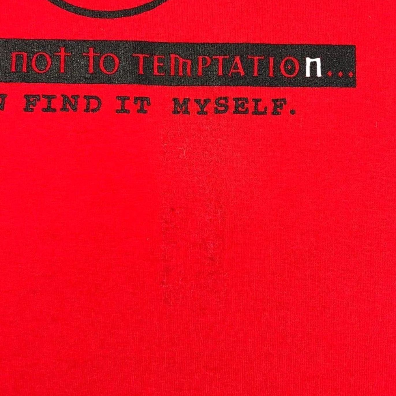 Vintage Vintage Unbranded T-Shirt Graphic Red L Men Short Sleeve Cotton 1990s Temptation Skater Spellout Size US L / EU 52-54 / 3 - 5 Thumbnail