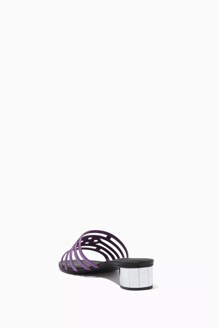 Salvatore Ferragamo o1y0426 Geometric Heel Mules in Purple Size US 9.5 / IT 39.5 - 3 Thumbnail