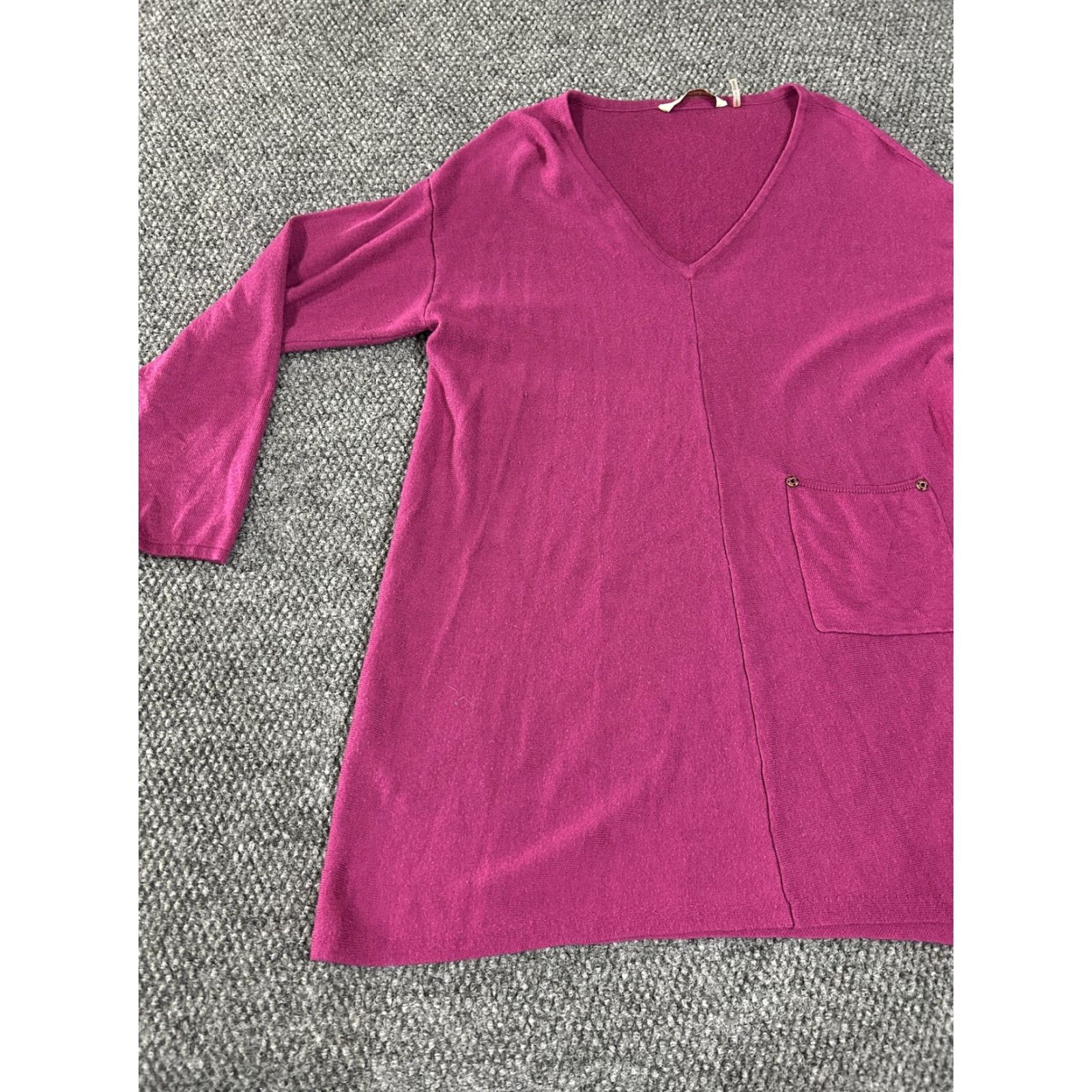 Soft Surroundings VINTAGE? No. Soft Surroundings Sweater Dress Womens L Pink V-Neck Tunic Long Sleeve Knit—Casual, 3/4 Sleeve, Pullover, Solid Knit Dress Size L / US 10 / IT 46 - 3 Thumbnail