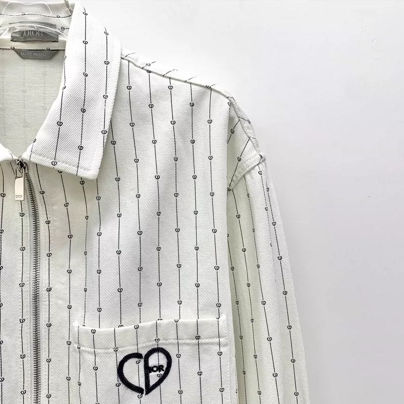 Dior Dior White logo embroidered cotton lapel zipper long-sleeve Size US M / EU 48-50 / 2 - 3 Thumbnail