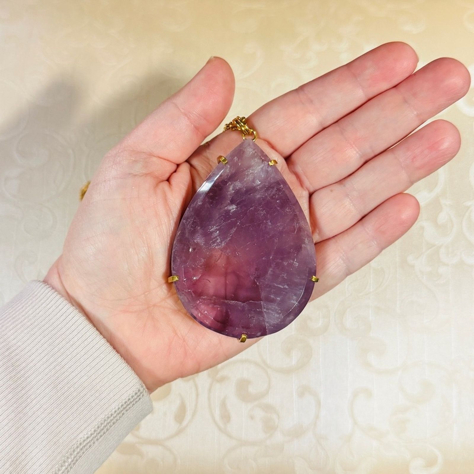 Handmade Amethyst Teardrop Necklace 28” Size ONE SIZE - 5 Thumbnail