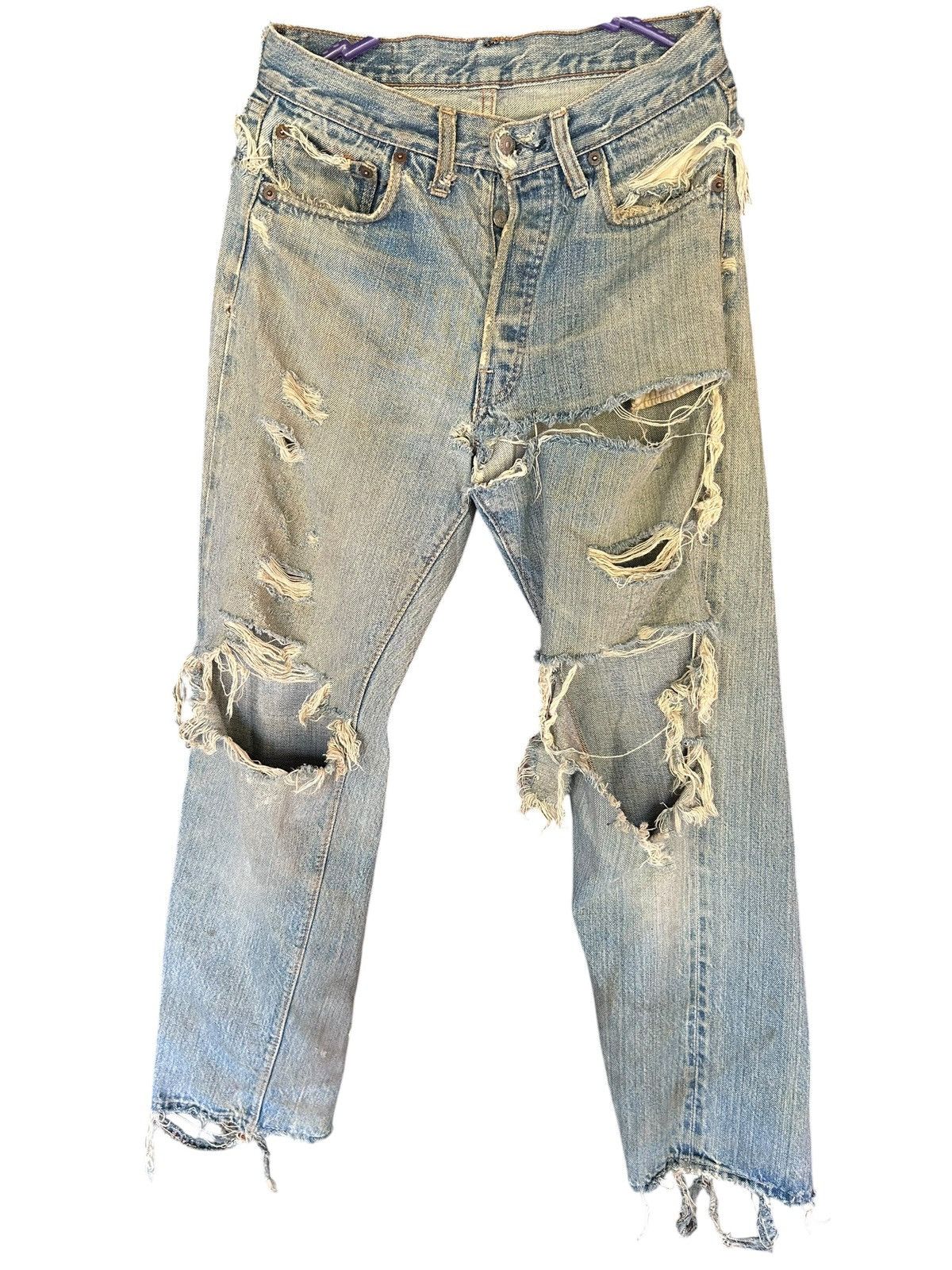 Levi's 60s-70s THRASHED Levi's 6 Selvedge Vintage Denim Jeans Size US 28 / EU 44 - 2 Thumbnail
