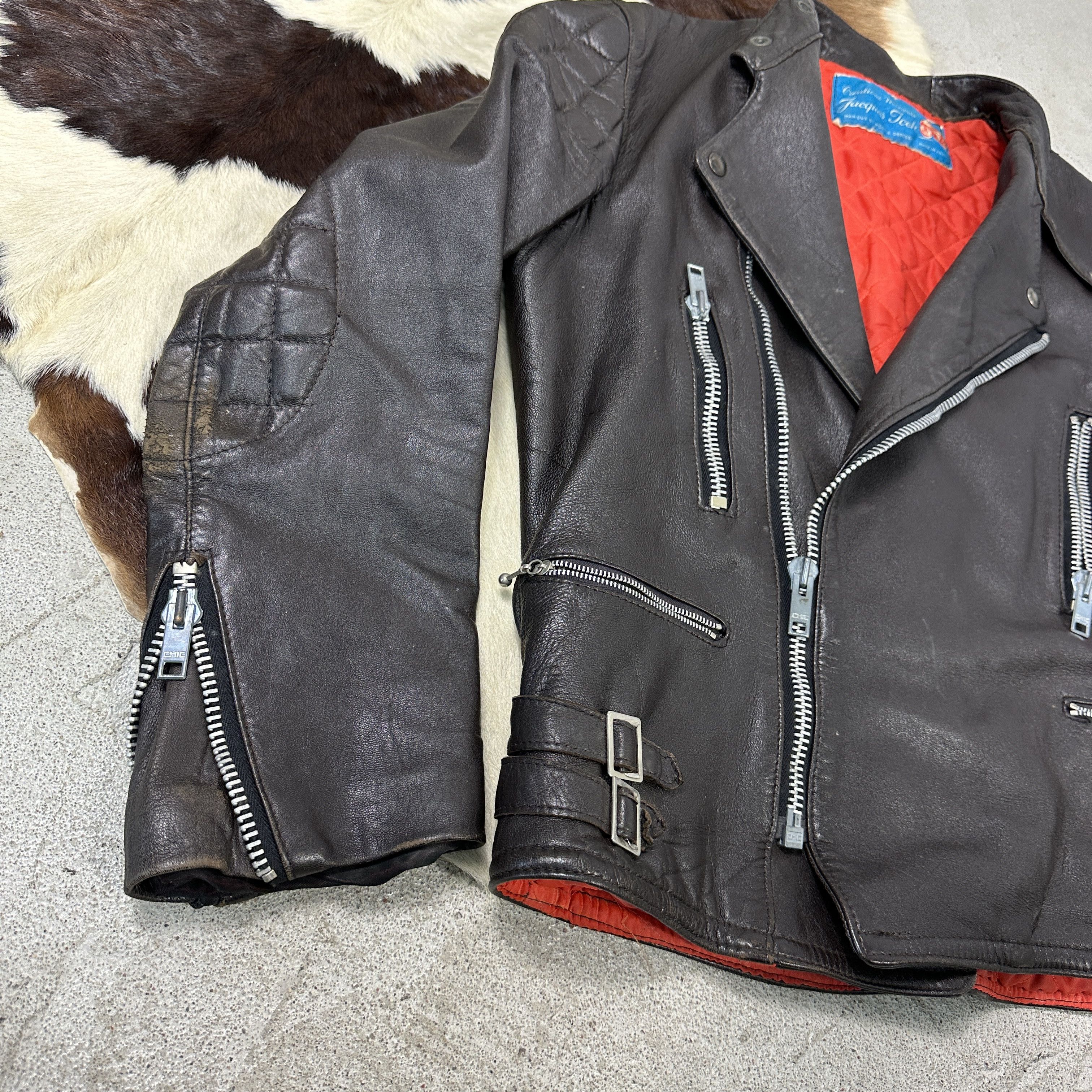 Genuine Leather × Vintage Rare Vintage 60s Moto Cuir Cafe Racer Leather Jacket Size US M / EU 48-50 / 2 - 3 Thumbnail
