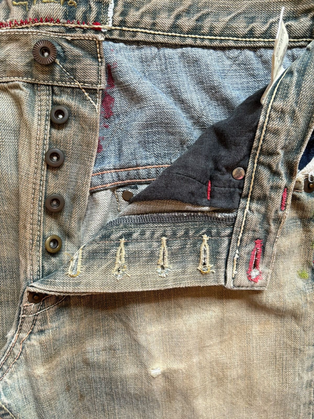 Mizra Jeans Kyoto Vintage Mizra Kyoto Mud Wash Embellished Loose Baggy Jeans Size US 32 / EU 48 - 3 Thumbnail