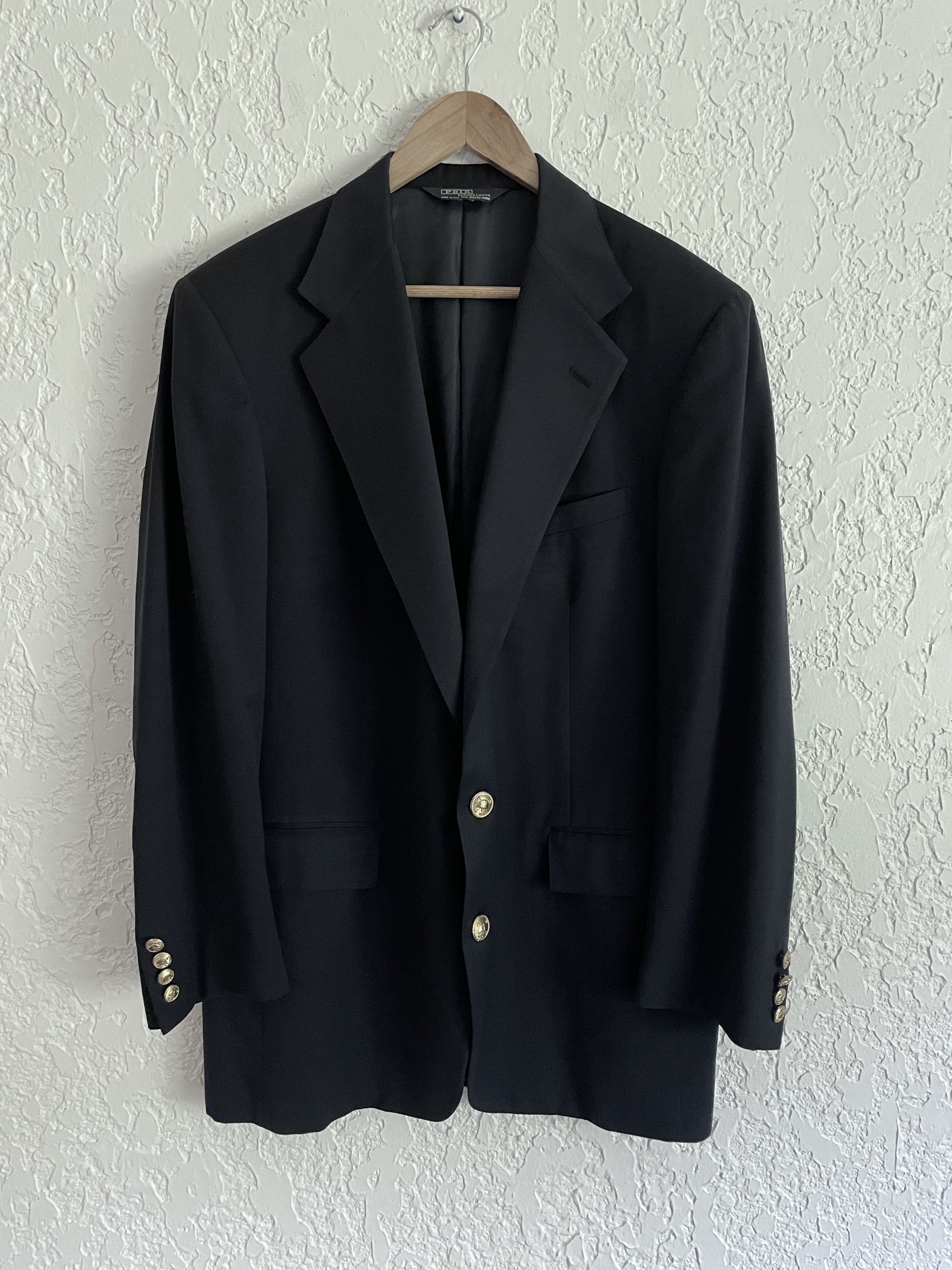 Polo Ralph Lauren 🔥 Polo Ralph Lauren® RARE 80s Navy Blazer Brass Buttons 43L Size 44L - 1 Thumbnail