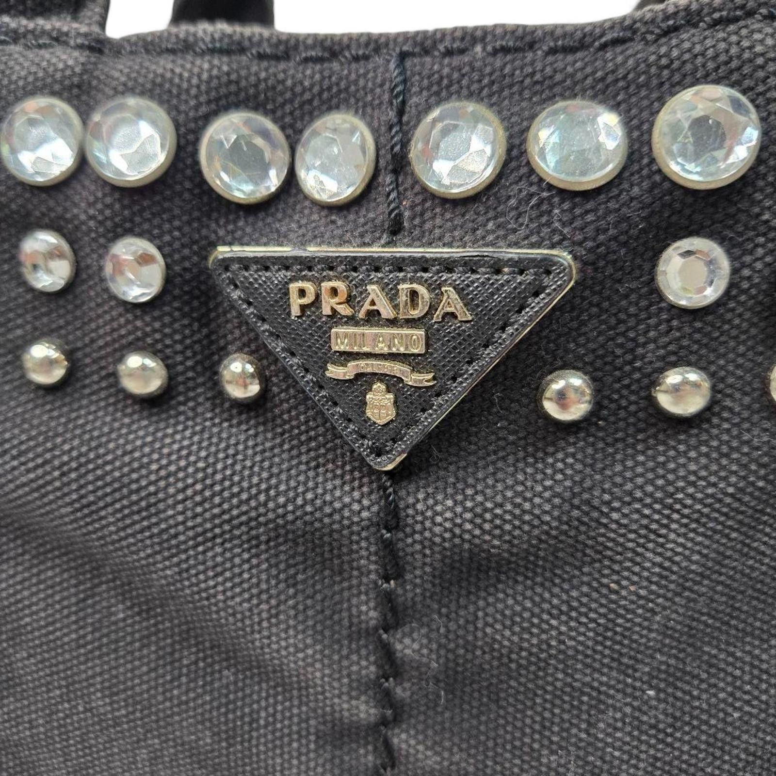 Prada Prada - Black Studded Tote Bag Size ONE SIZE - 2 Thumbnail